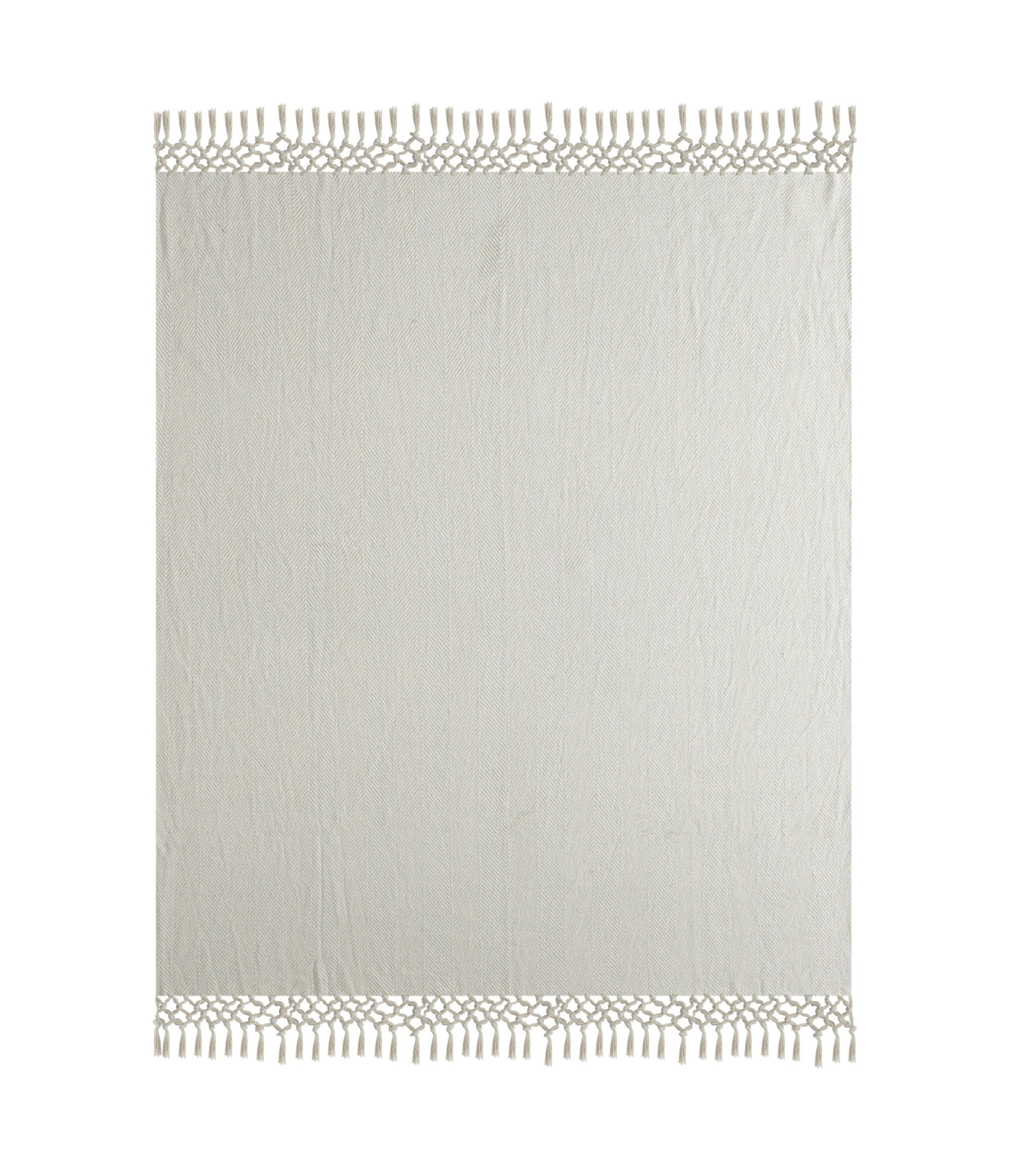 50" X 60" Gray Woven Cotton Herringbone Throw Blanket with Tassels-Throws & Blankets-DECOROLALA