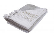 50" X 60" Gray and White Woven Cotton Ombre Throw Blanket with Fringe-Throws & Blankets-DECOROLALA
