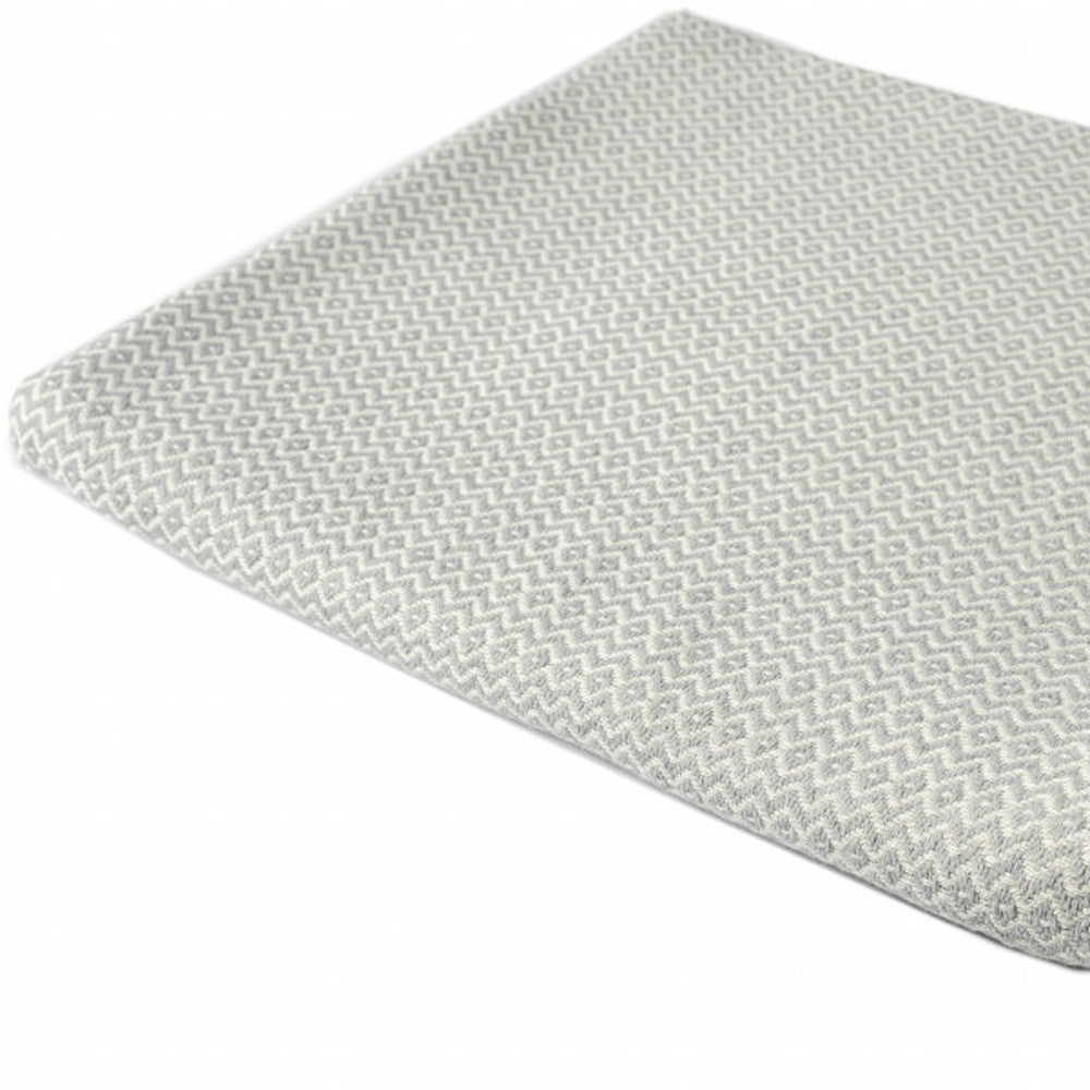 50" X 60" Gray Woven Cotton Geometric Throw Blanket with Fringe-Throws & Blankets-DECOROLALA
