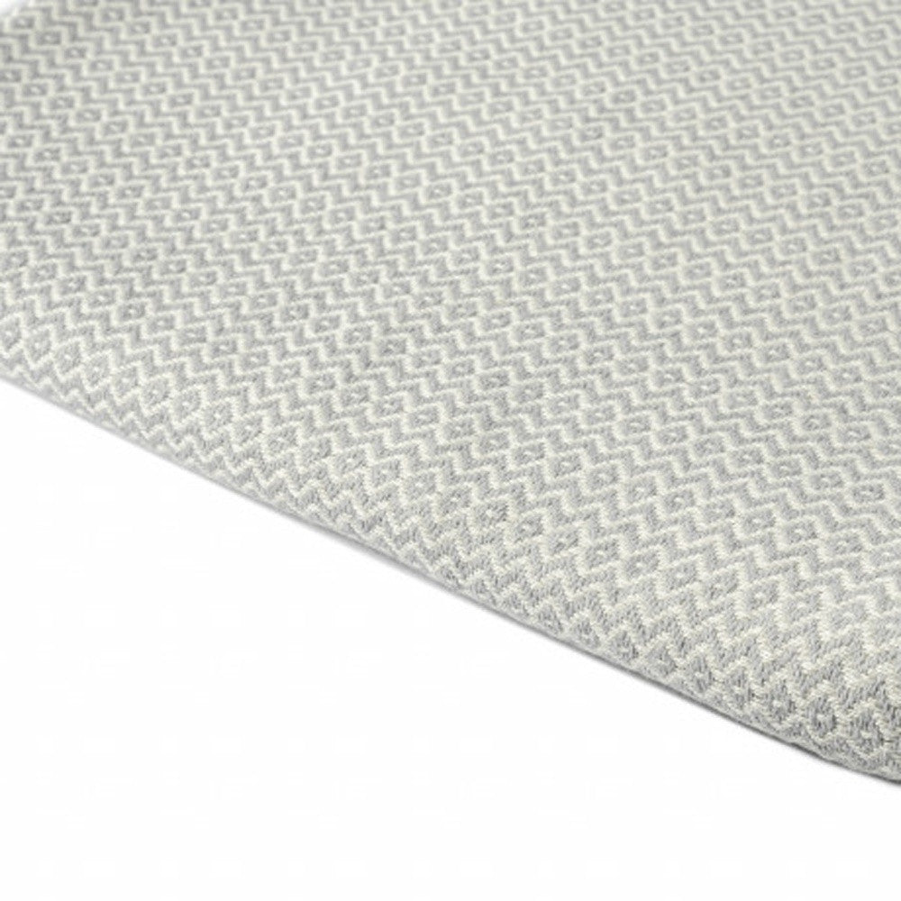 50" X 60" Gray Woven Cotton Geometric Throw Blanket with Fringe-Throws & Blankets-DECOROLALA