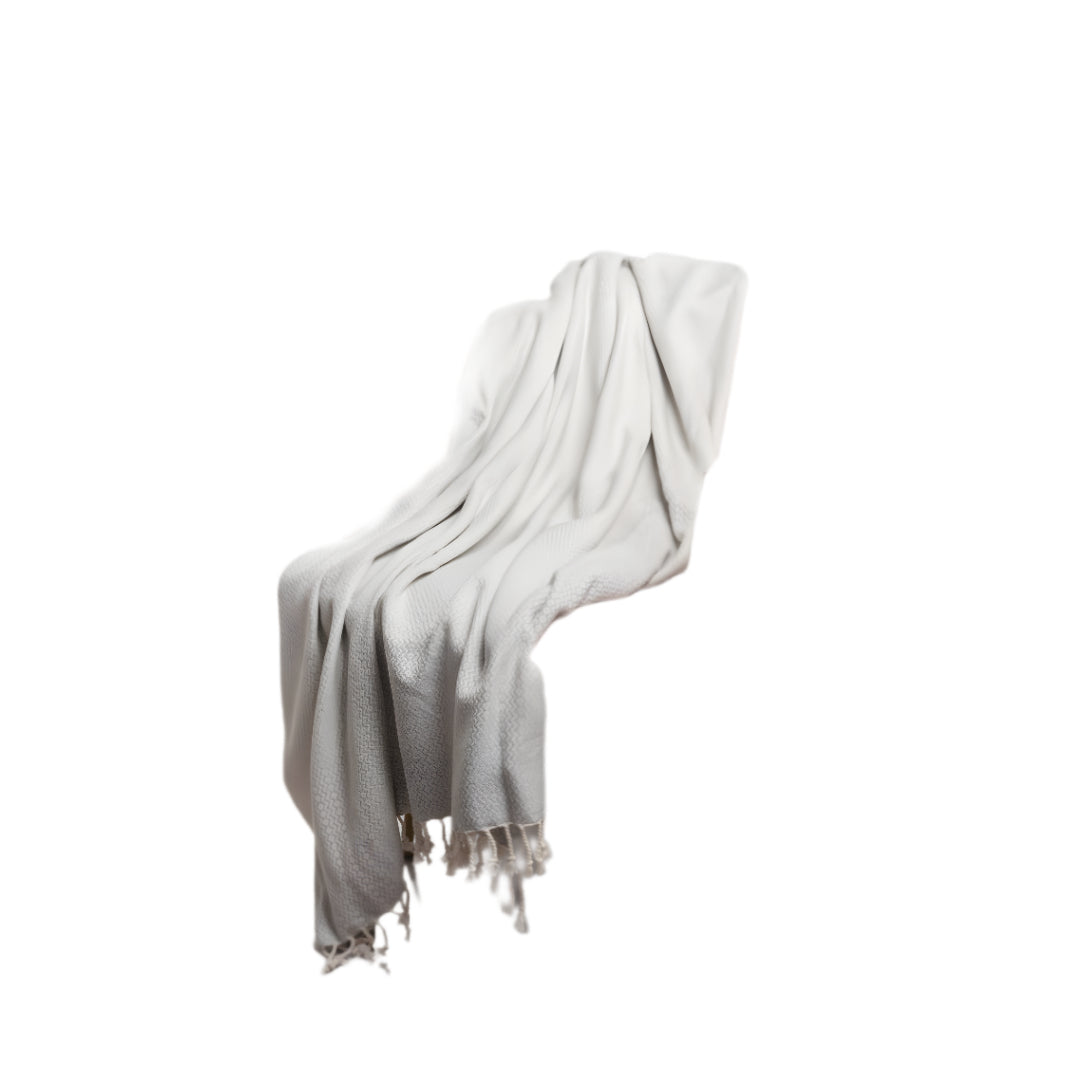 50" X 60" Gray Woven Cotton Geometric Throw Blanket with Fringe-Throws & Blankets-DECOROLALA