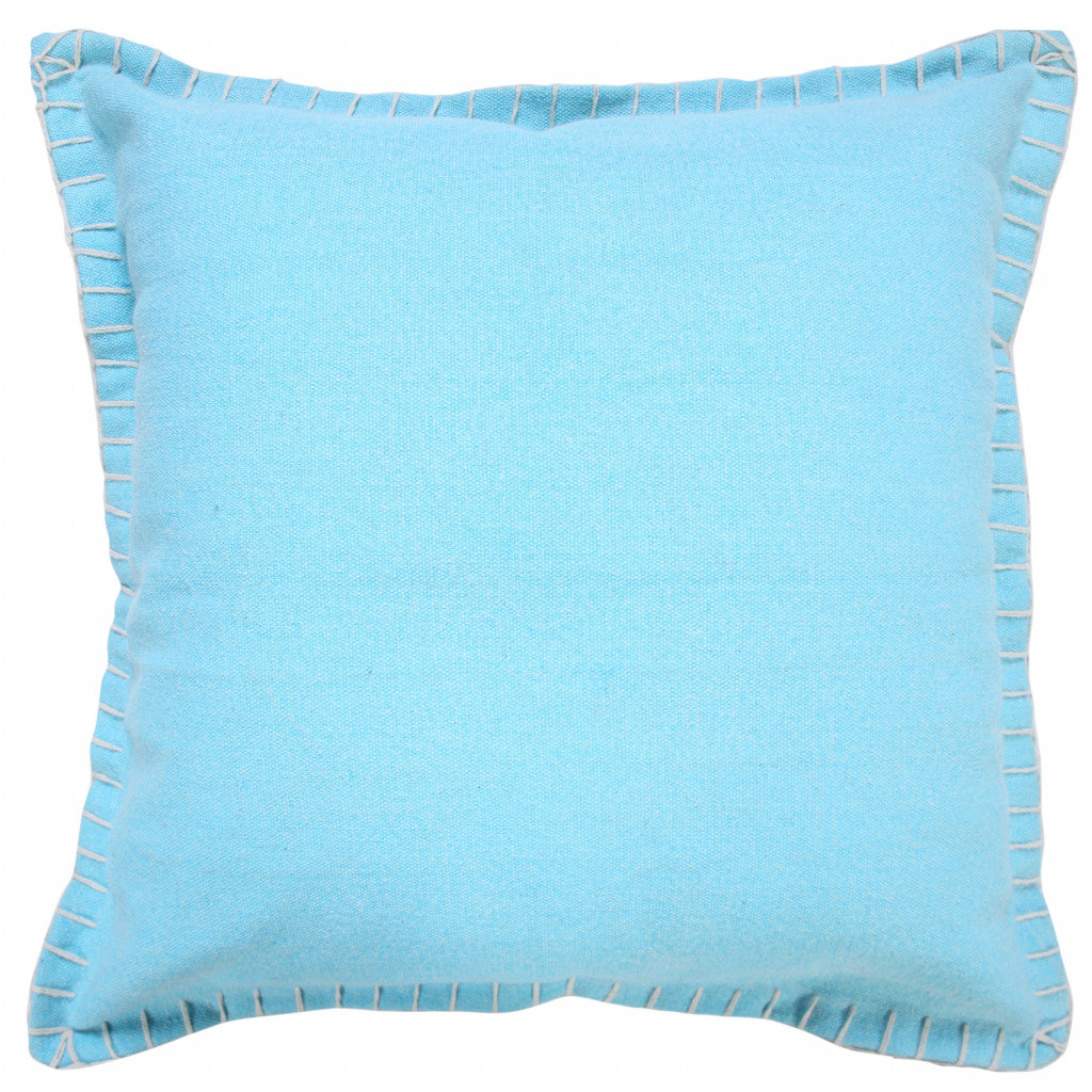 20" X 20" Bright Blue 100% Cotton Zippered Pillow-Accent Throw Pillows-DECOROLALA