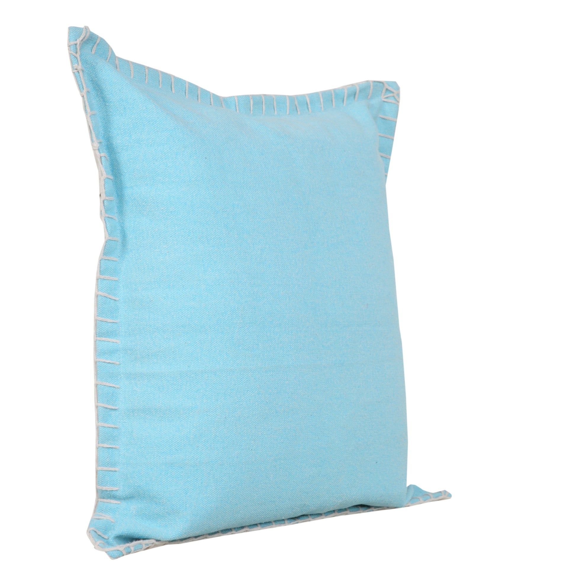 20" X 20" Bright Blue 100% Cotton Zippered Pillow-Accent Throw Pillows-DECOROLALA