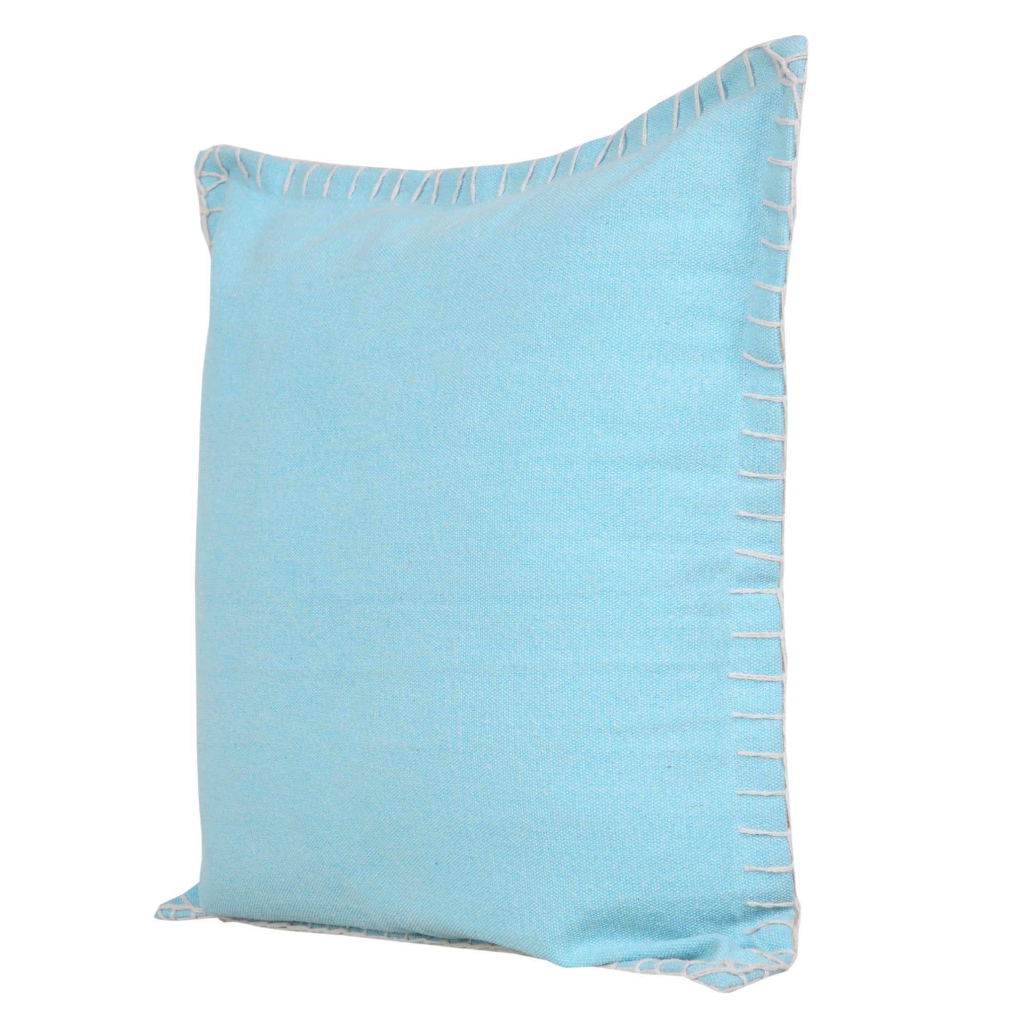 20" X 20" Bright Blue 100% Cotton Zippered Pillow-Accent Throw Pillows-DECOROLALA