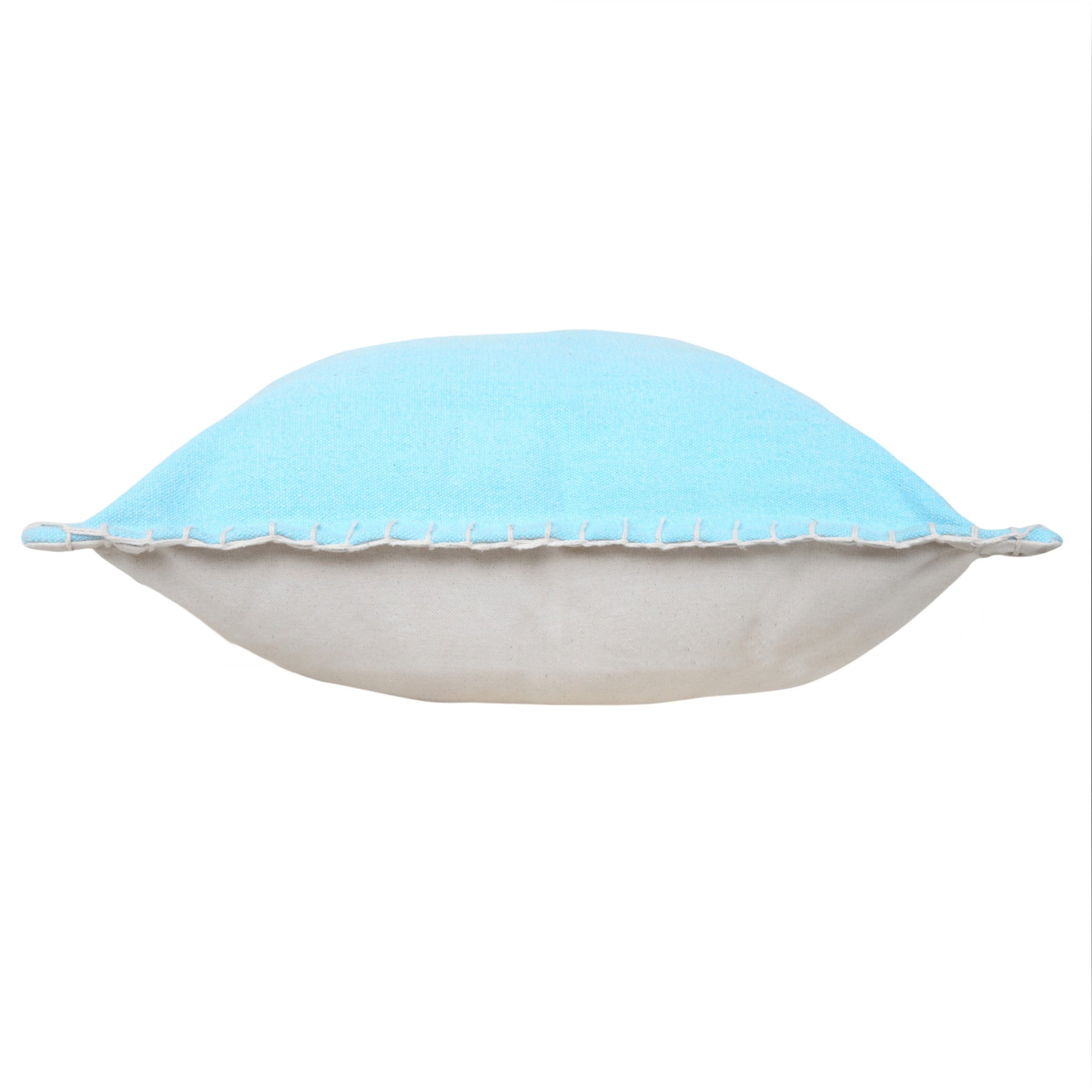 20" X 20" Bright Blue 100% Cotton Zippered Pillow-Accent Throw Pillows-DECOROLALA