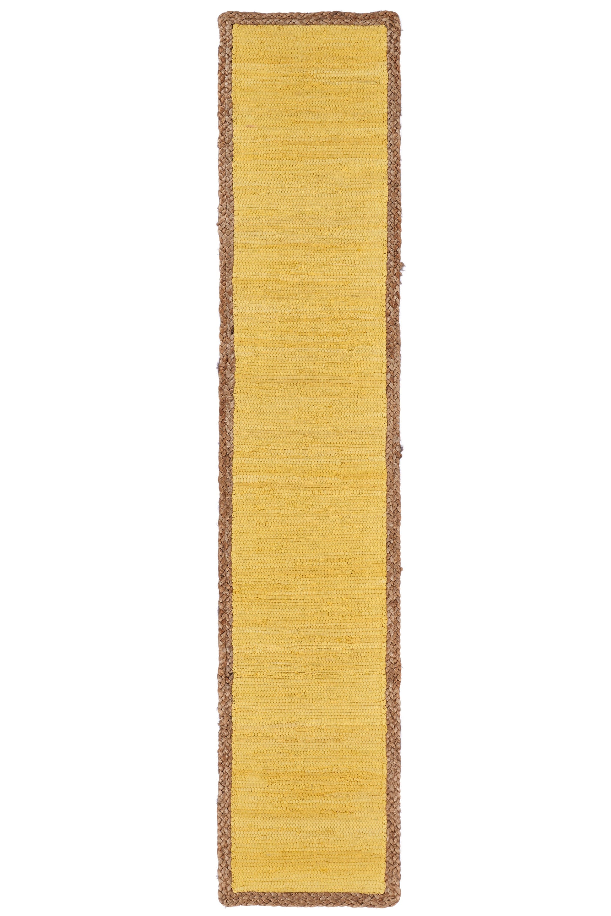 72" Yellow And Natural Cotton And Jute Table Runner-Dining Linens-DECOROLALA