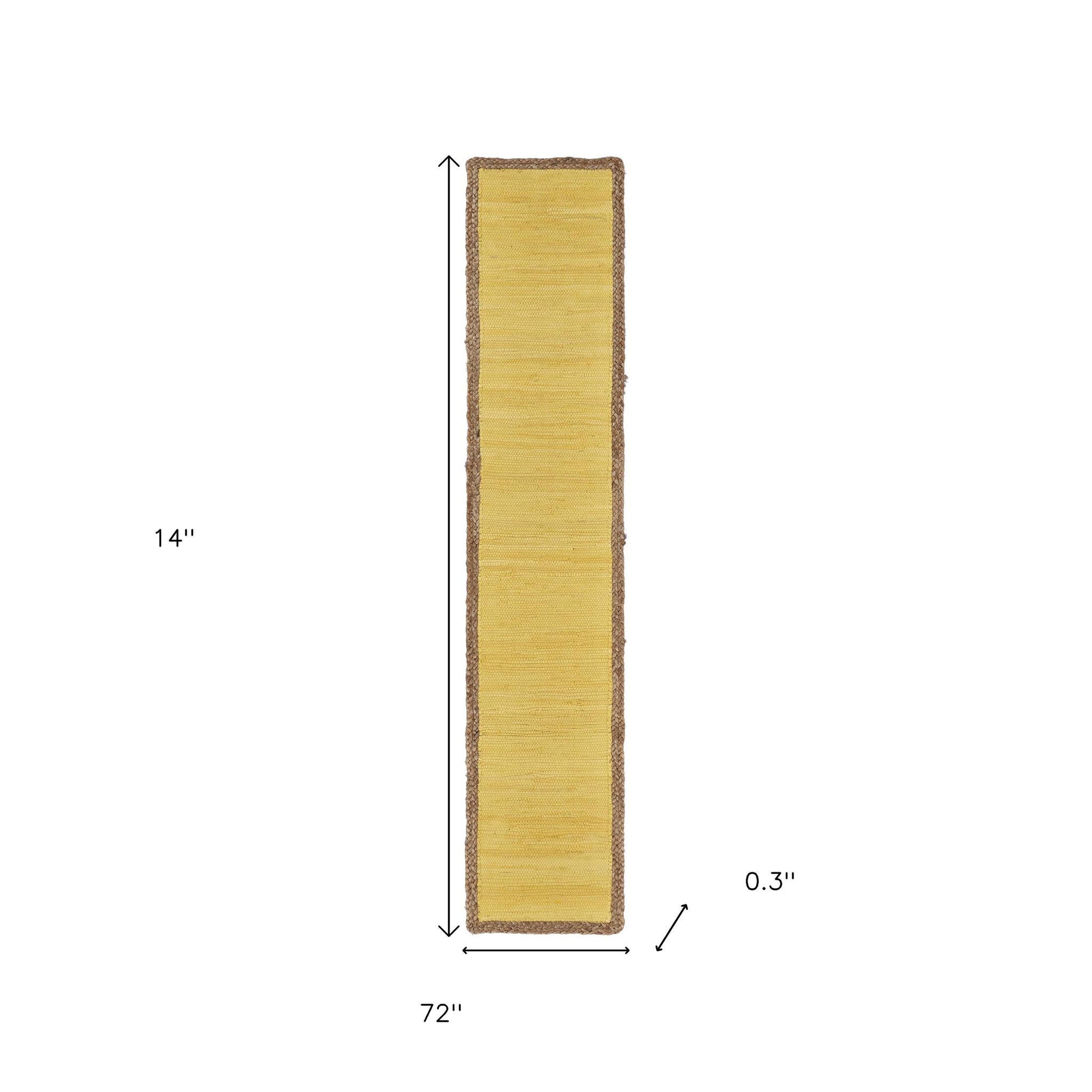 72" Yellow And Natural Cotton And Jute Table Runner-Dining Linens-DECOROLALA