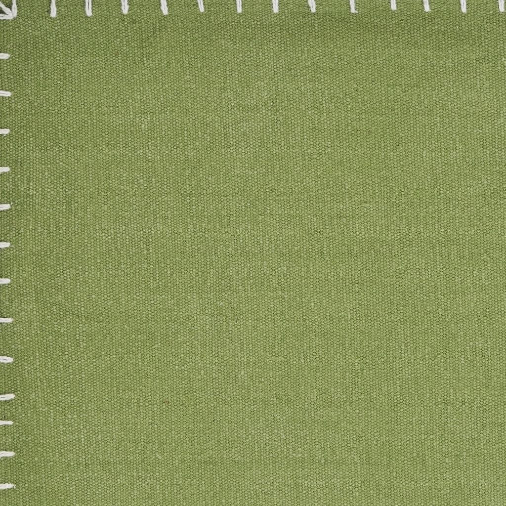 15" Set of Four Natural And Olive Green Embroidered Edge Cotton Square Placemats-Dining Linens-DECOROLALA