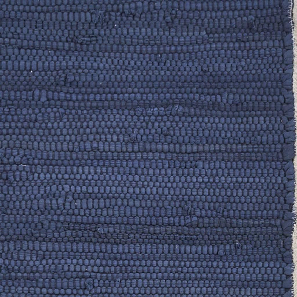80" Navy Blue And Natural Solid With Border Cotton Table Runner-Dining Linens-DECOROLALA