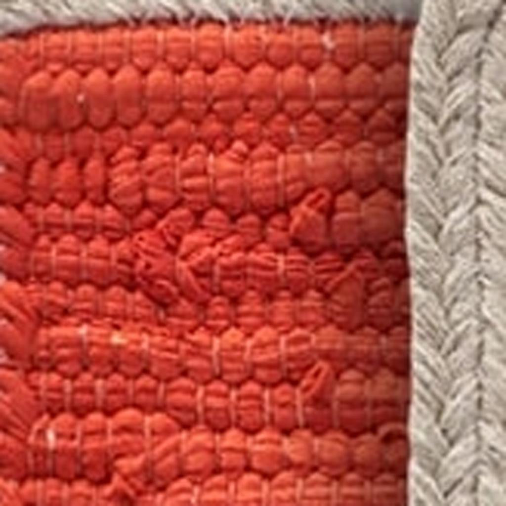 19" Set of Four Orange And Natural Solid With Border Cotton Placemats-Dining Linens-DECOROLALA