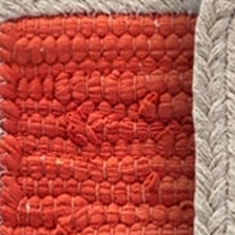 19" Set of Four Orange And Natural Solid With Border Cotton Placemats-Dining Linens-DECOROLALA