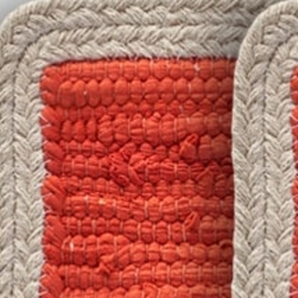 19" Set of Four Orange And Natural Solid With Border Cotton Placemats-Dining Linens-DECOROLALA