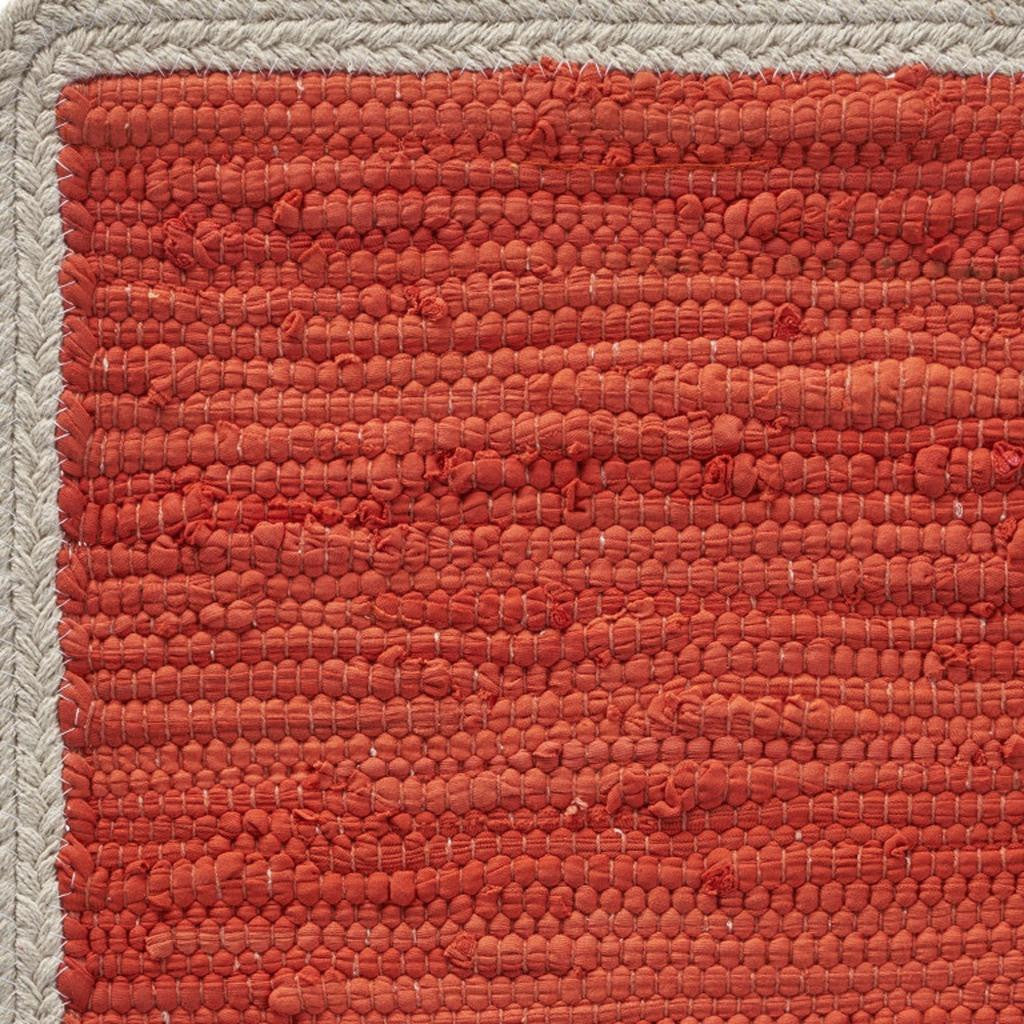 19" Set of Four Orange And Natural Solid With Border Cotton Placemats-Dining Linens-DECOROLALA