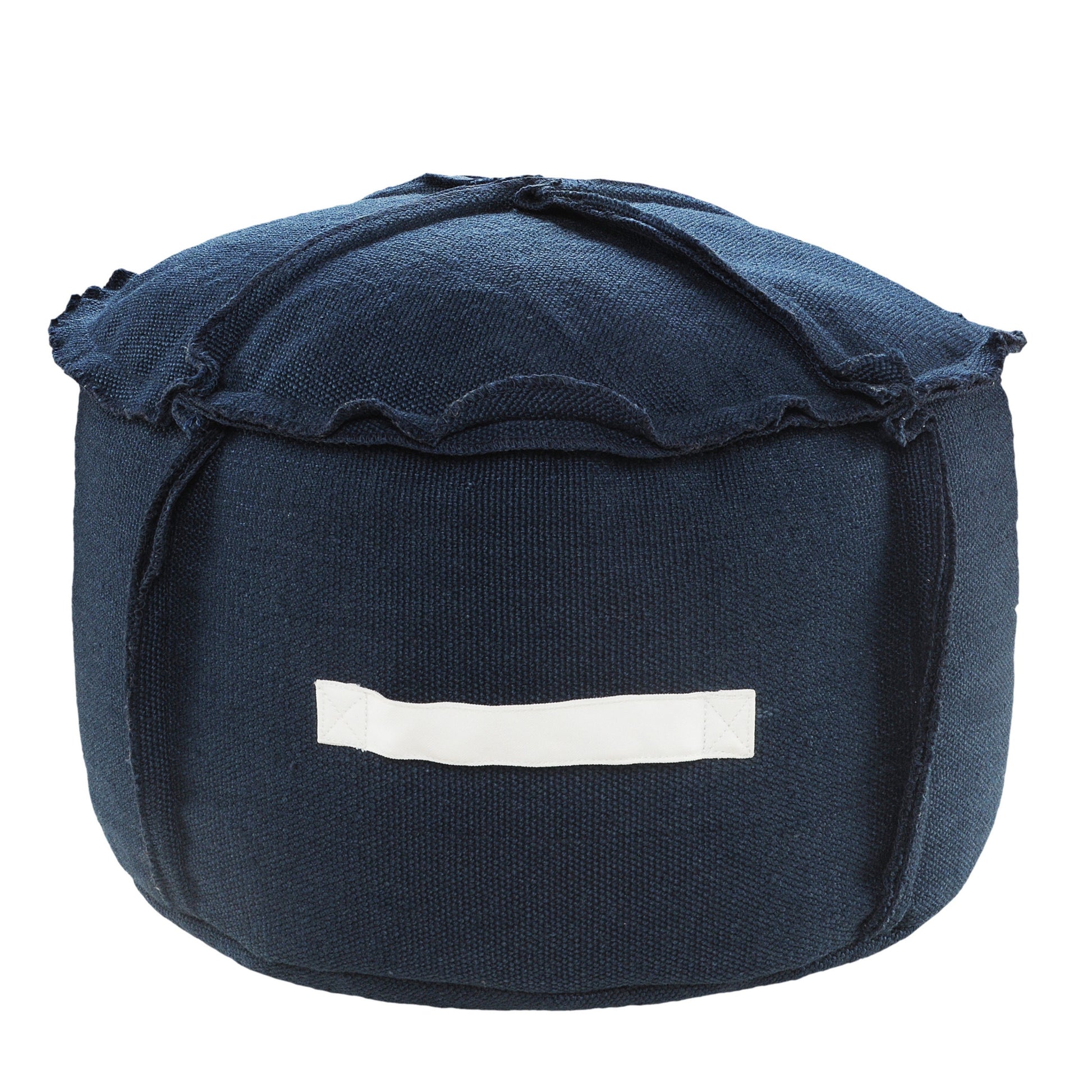 20" Blue Polyester Round Patchwork Indoor Outdoor Pouf Ottoman-1