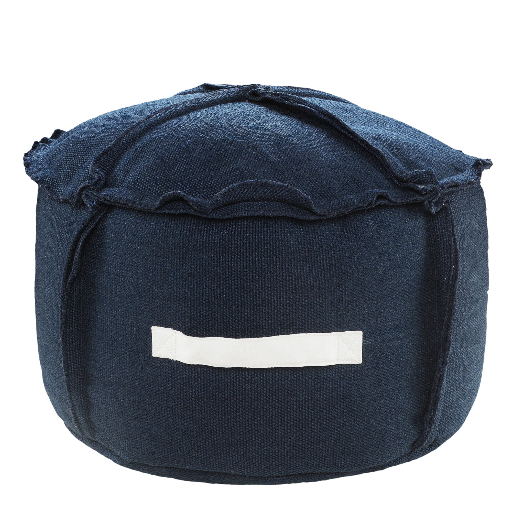 20" Blue Polyester Round Patchwork Indoor Outdoor Pouf Ottoman-1