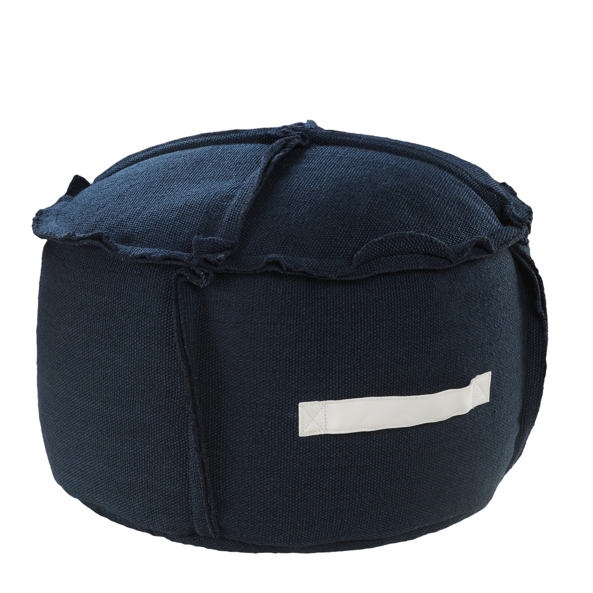 20" Blue Polyester Round Patchwork Indoor Outdoor Pouf Ottoman-3