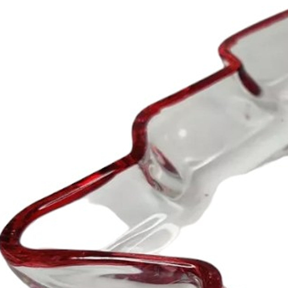8" Red Christmas Tree Crystal Christmas Serving Tray-3