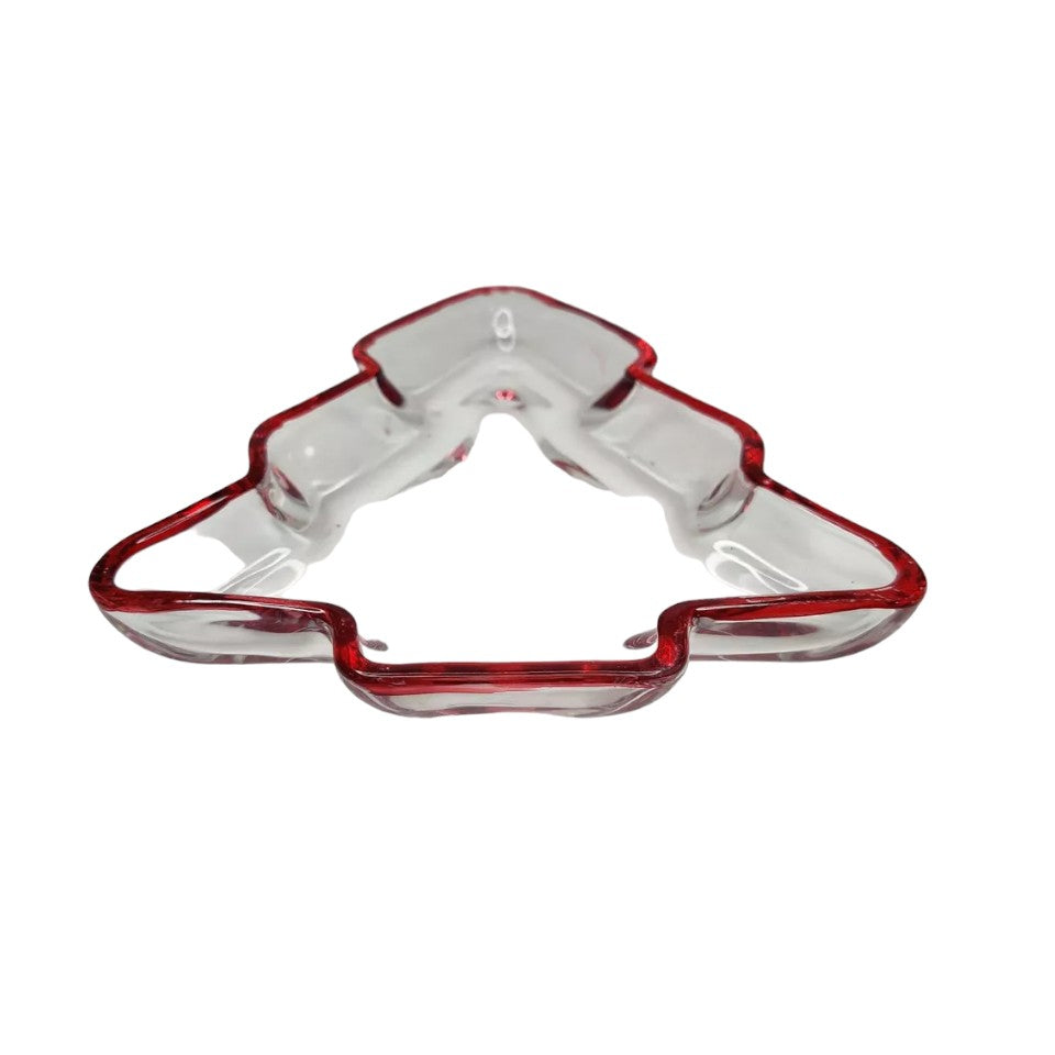 8" Red Christmas Tree Crystal Christmas Serving Tray-1