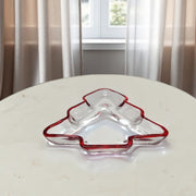 8" Red Christmas Tree Crystal Christmas Serving Tray-0