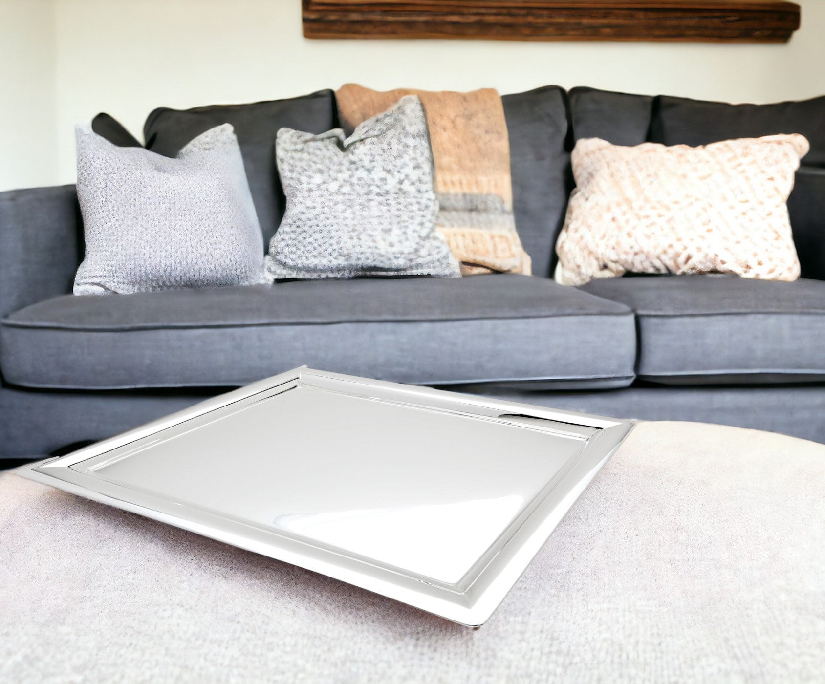 16" Silver Stainless Steel Serving Tray-6