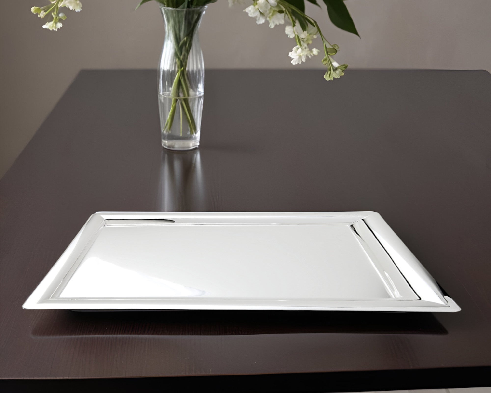 16" Silver Stainless Steel Serving Tray-0