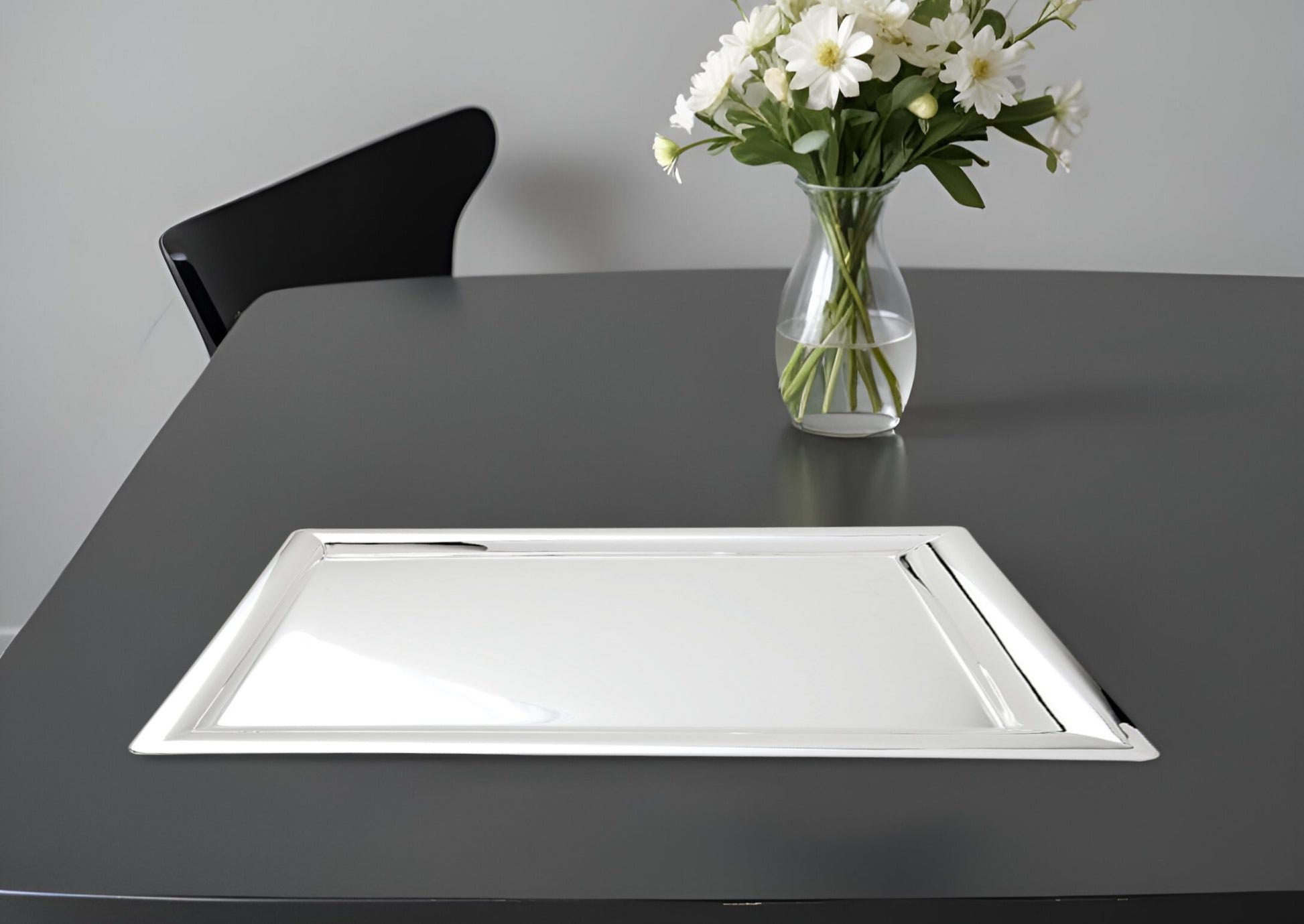 16" Silver Stainless Steel Serving Tray-1