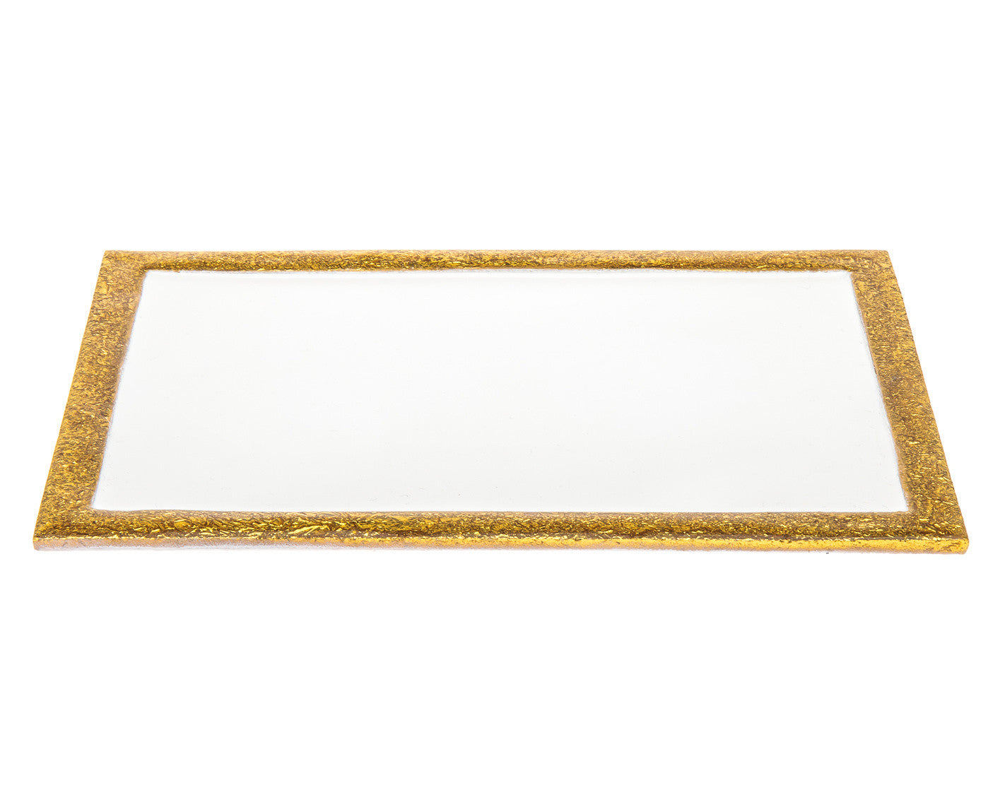 9" Gold and White Rectangular Metal Serving Tray-1