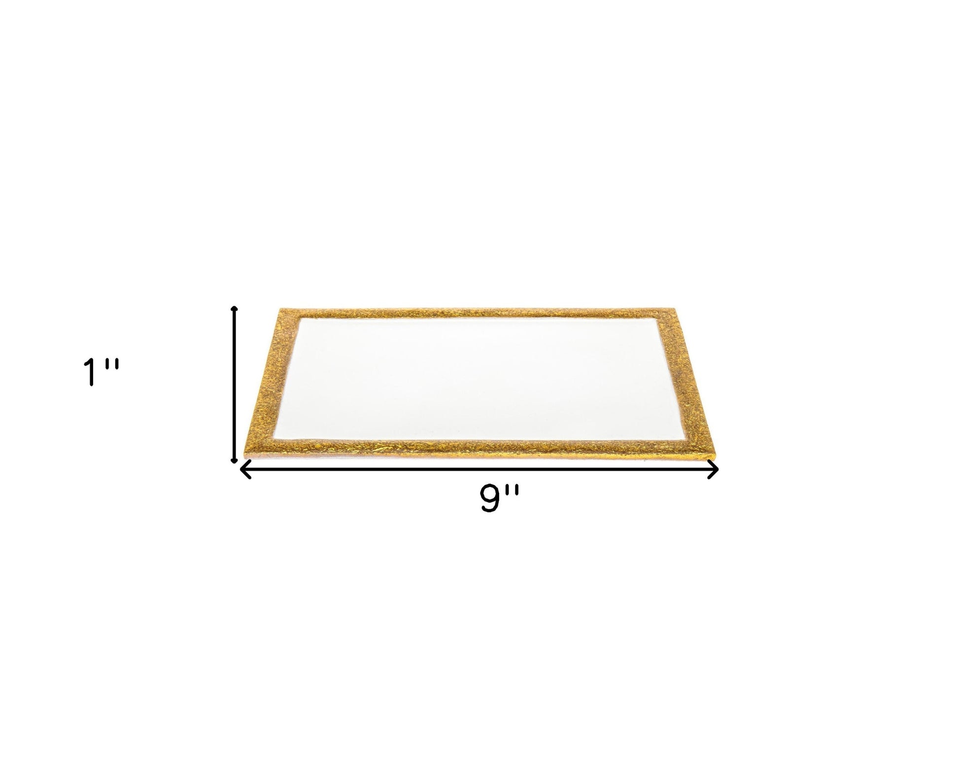 9" Gold and White Rectangular Metal Serving Tray-4
