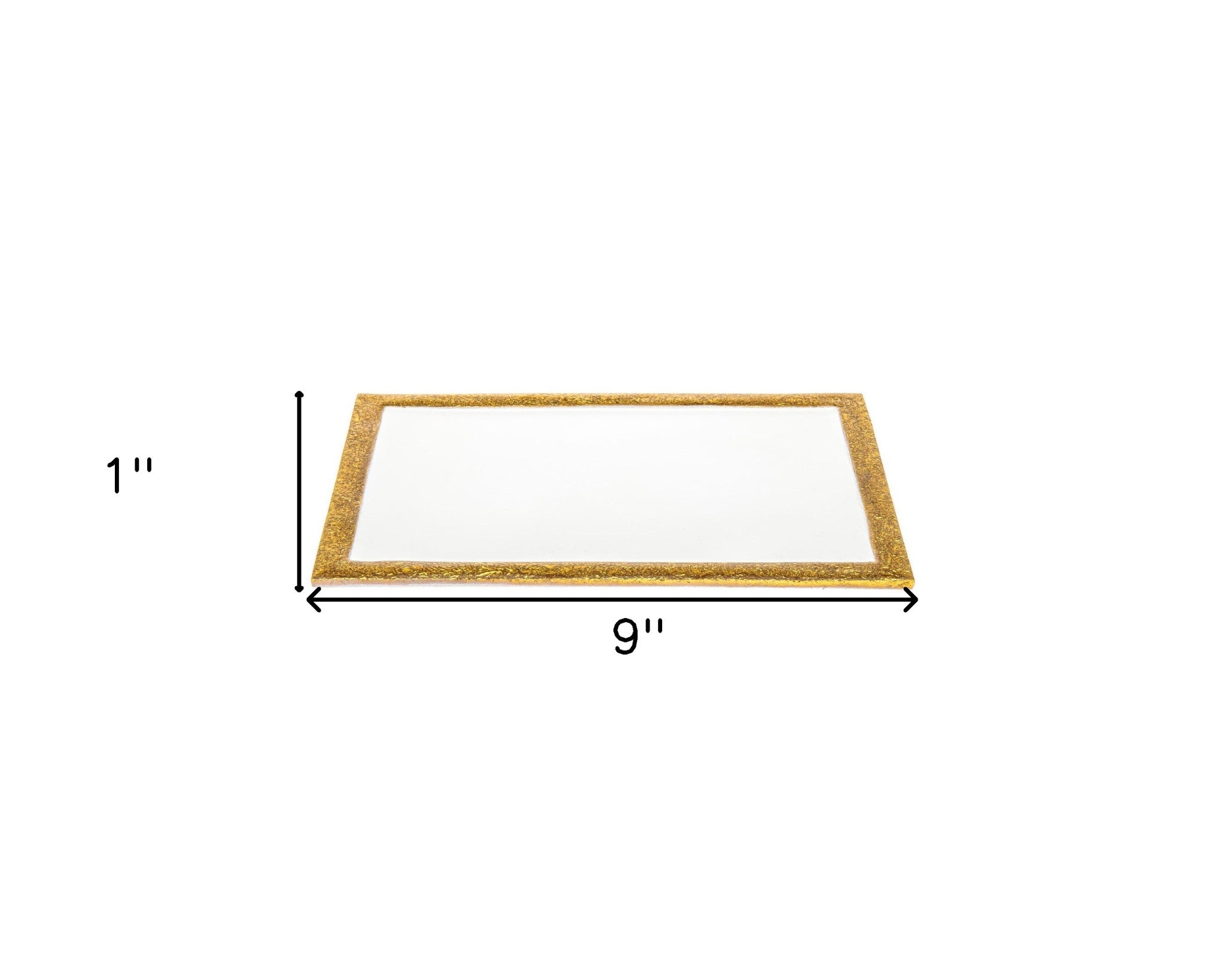 9" Gold and White Rectangular Metal Serving Tray-4