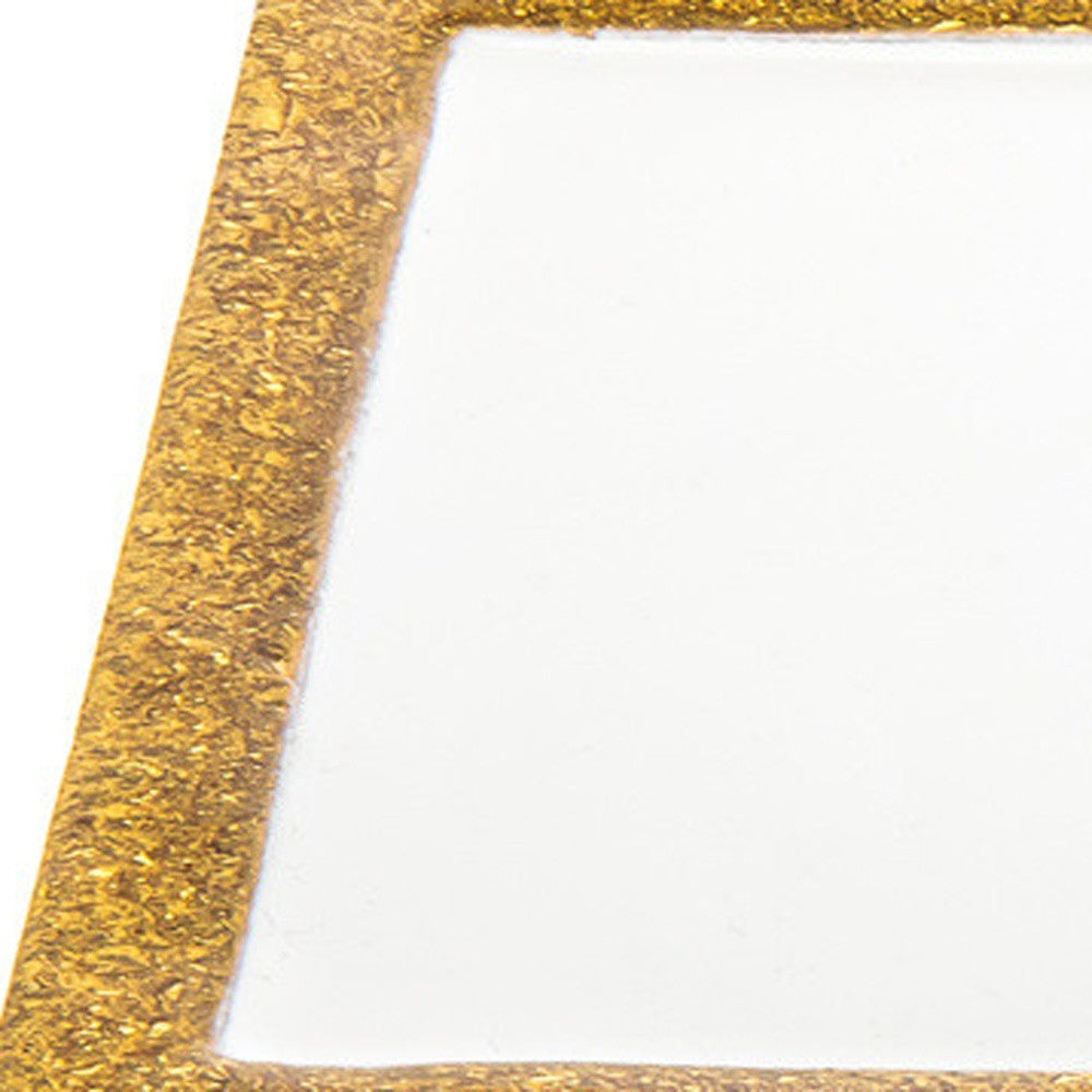 9" Gold and White Rectangular Metal Serving Tray-3