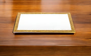 9" Gold and White Rectangular Metal Serving Tray-0