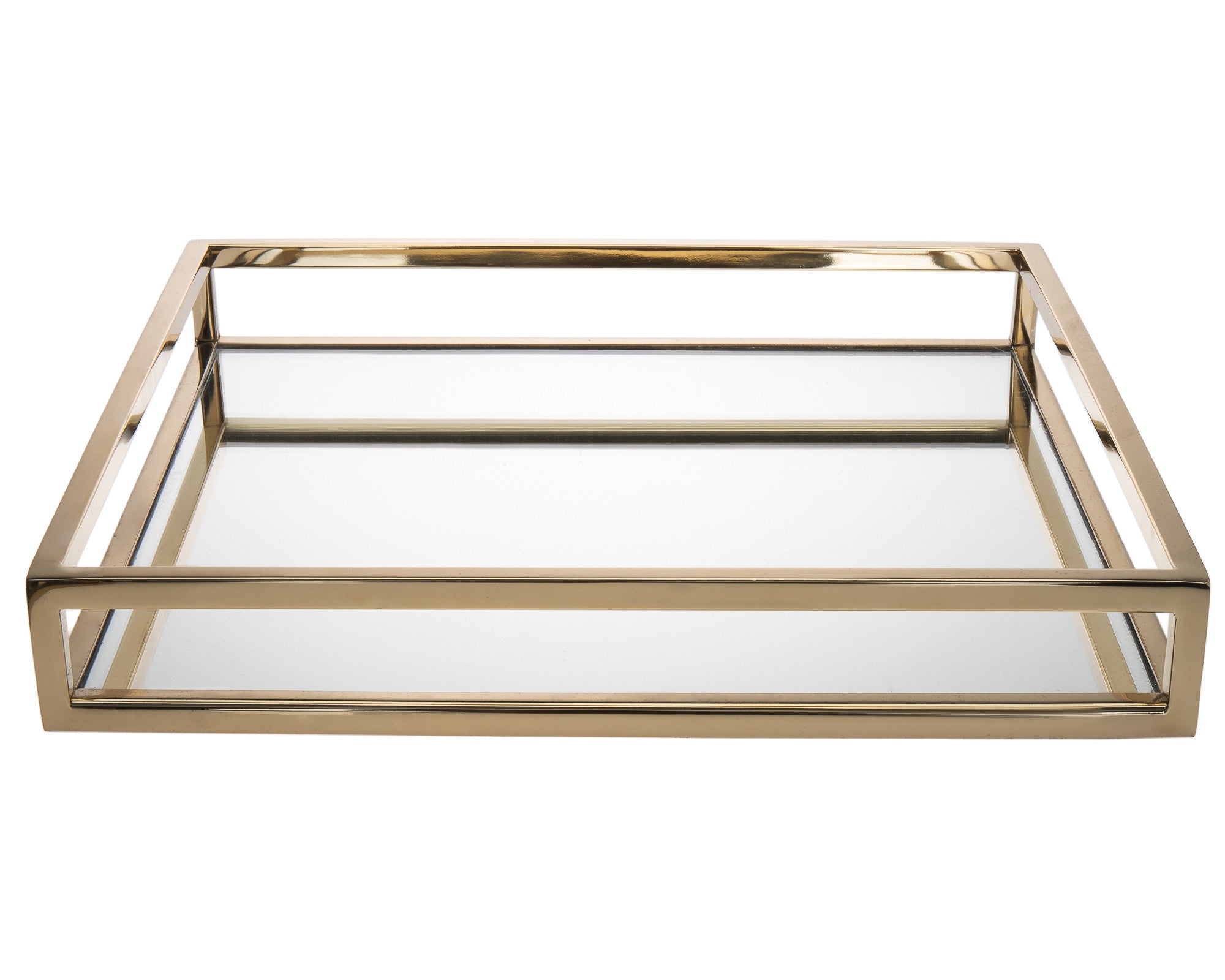 14" Gold Square Metal Serving Tray-1