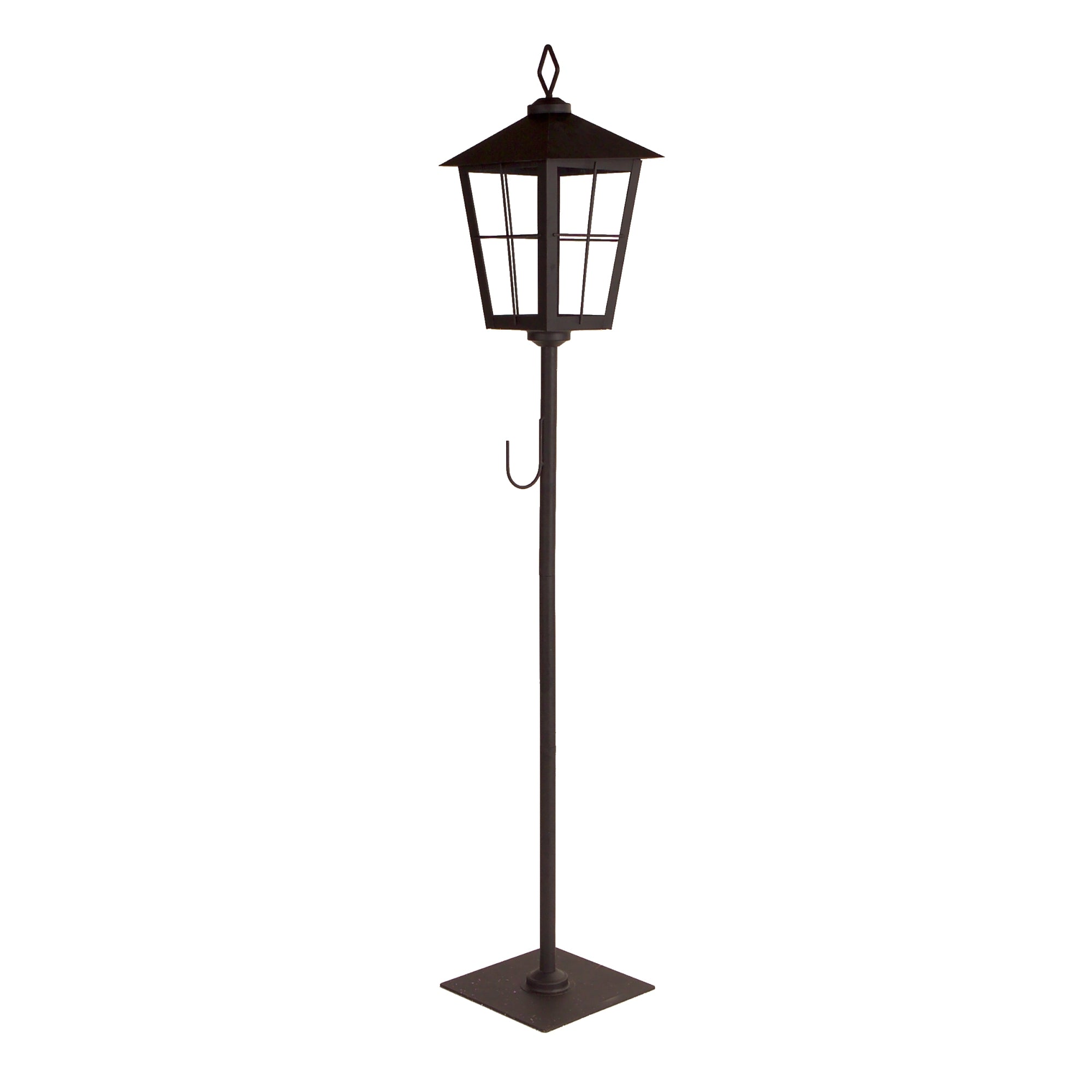 43" Black Geometric Glass And Metal Floor Lantern Candle Holder-1