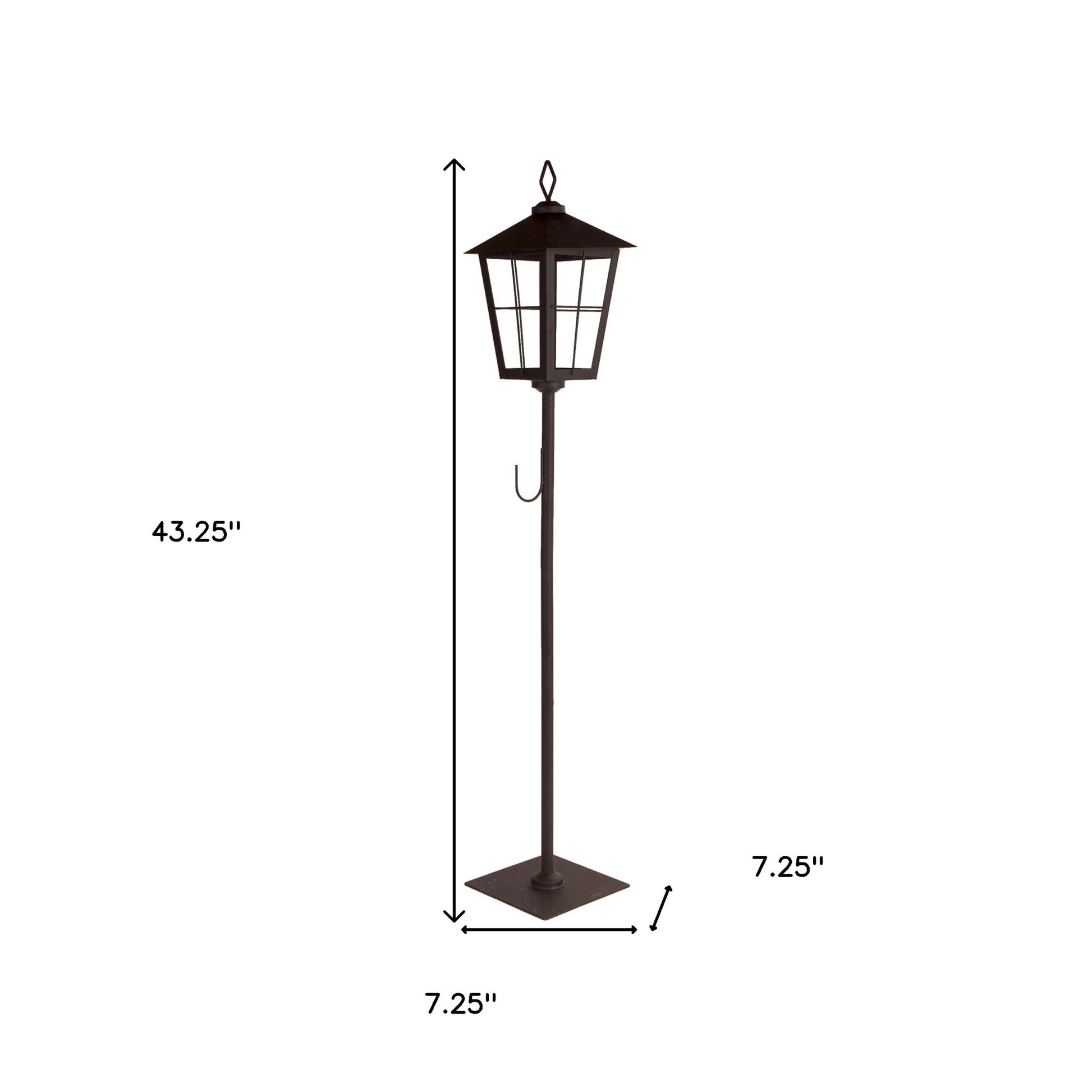 43" Black Geometric Glass And Metal Floor Lantern Candle Holder-4