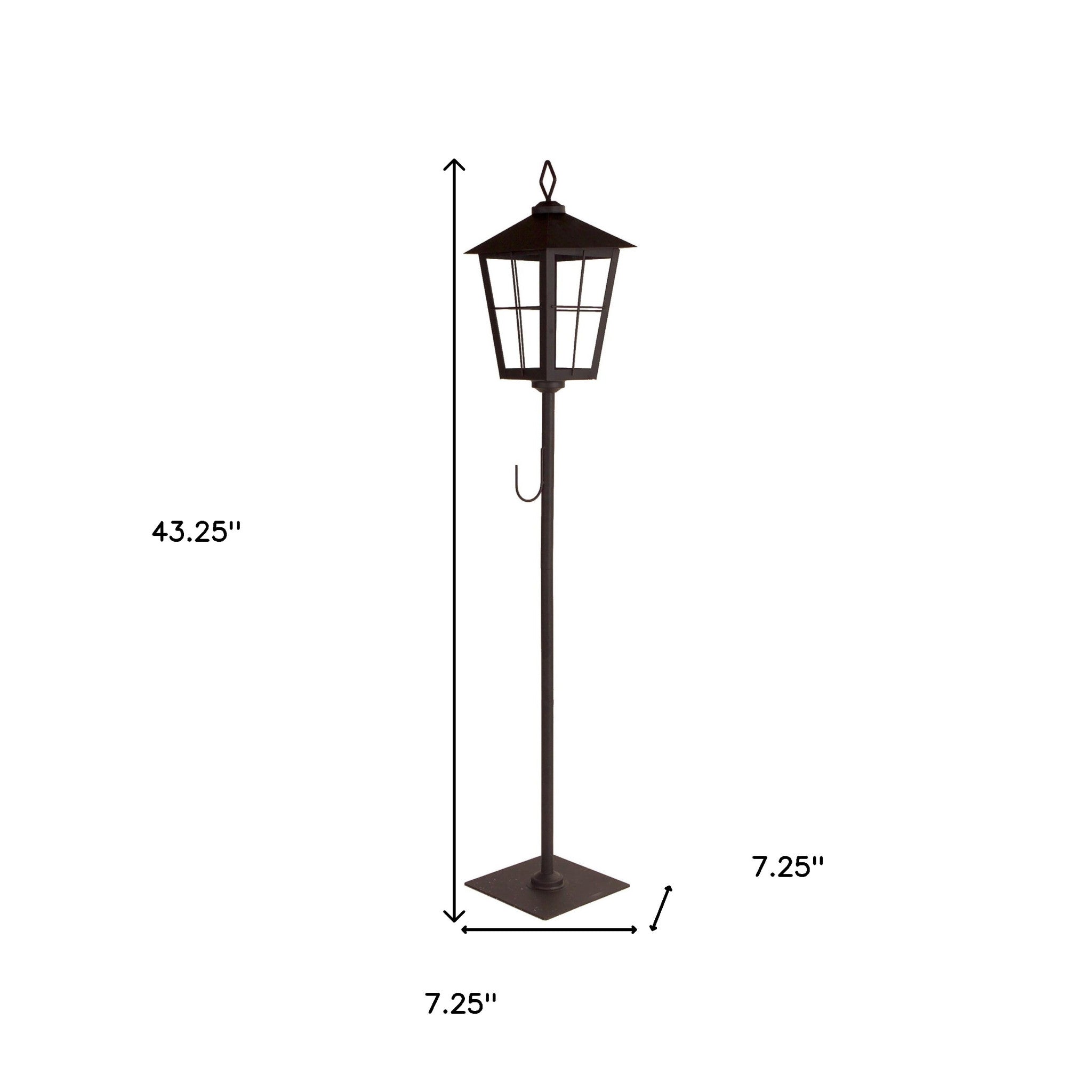 43" Black Geometric Glass And Metal Floor Lantern Candle Holder-4