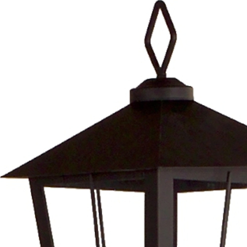 43" Black Geometric Glass And Metal Floor Lantern Candle Holder-2