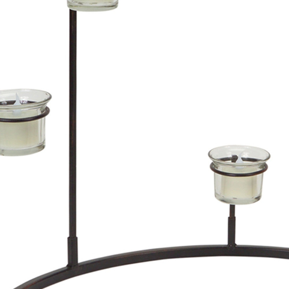 Set of Four Black Metal Centerpiece Votive Candle Holders-Candle Holders-DECOROLALA