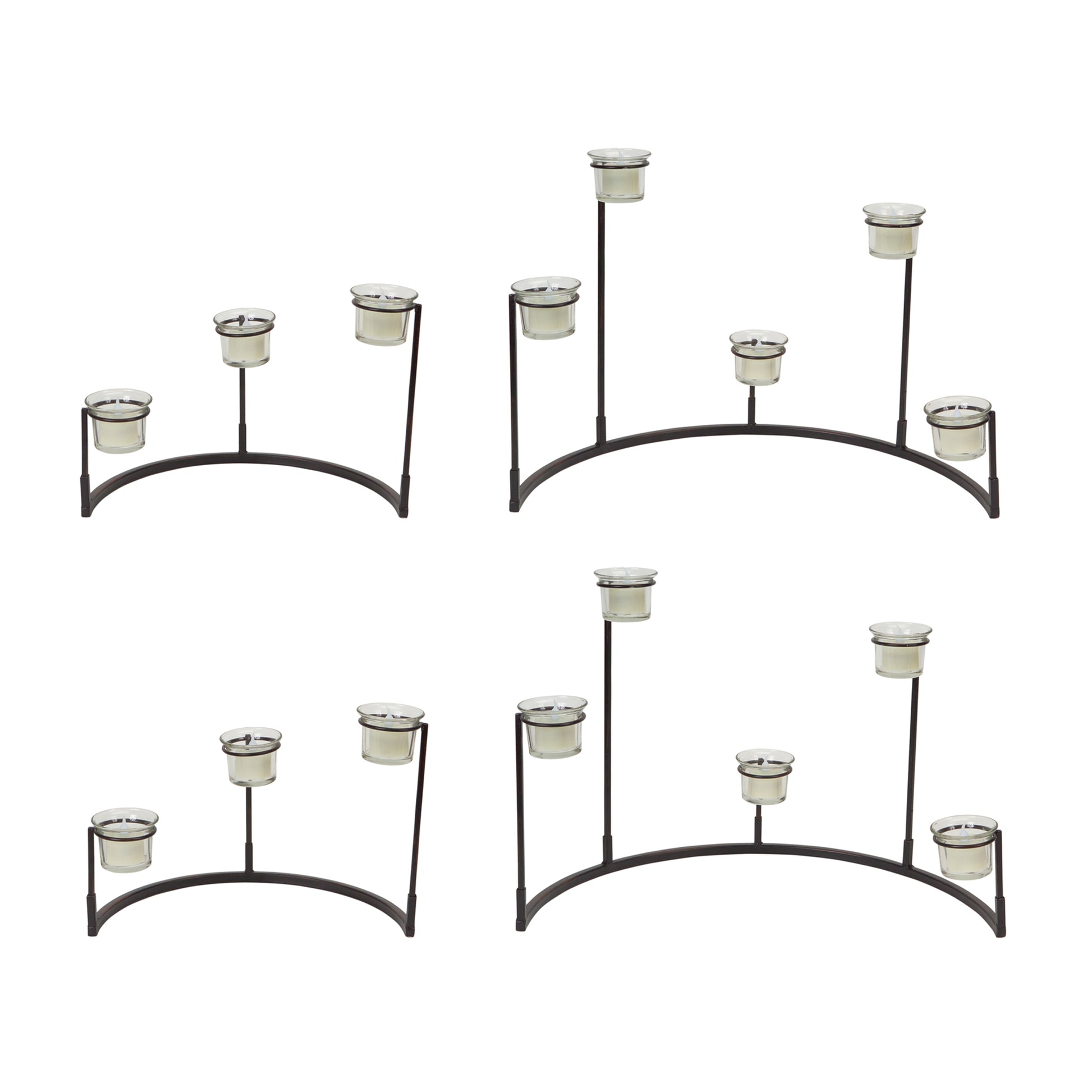 Set of Four Black Metal Centerpiece Votive Candle Holders-Candle Holders-DECOROLALA
