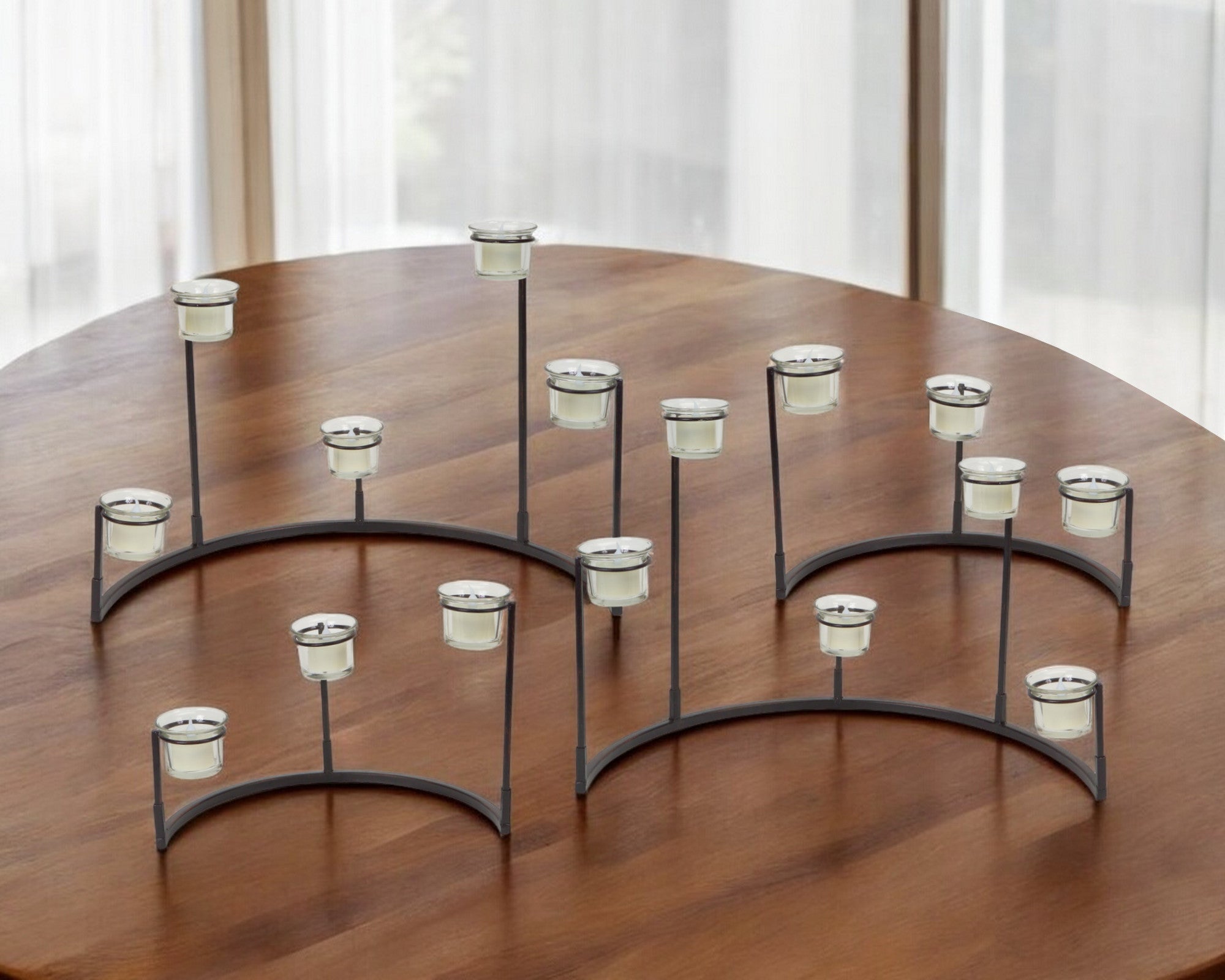 Set of Four Black Metal Centerpiece Votive Candle Holders-Candle Holders-DECOROLALA