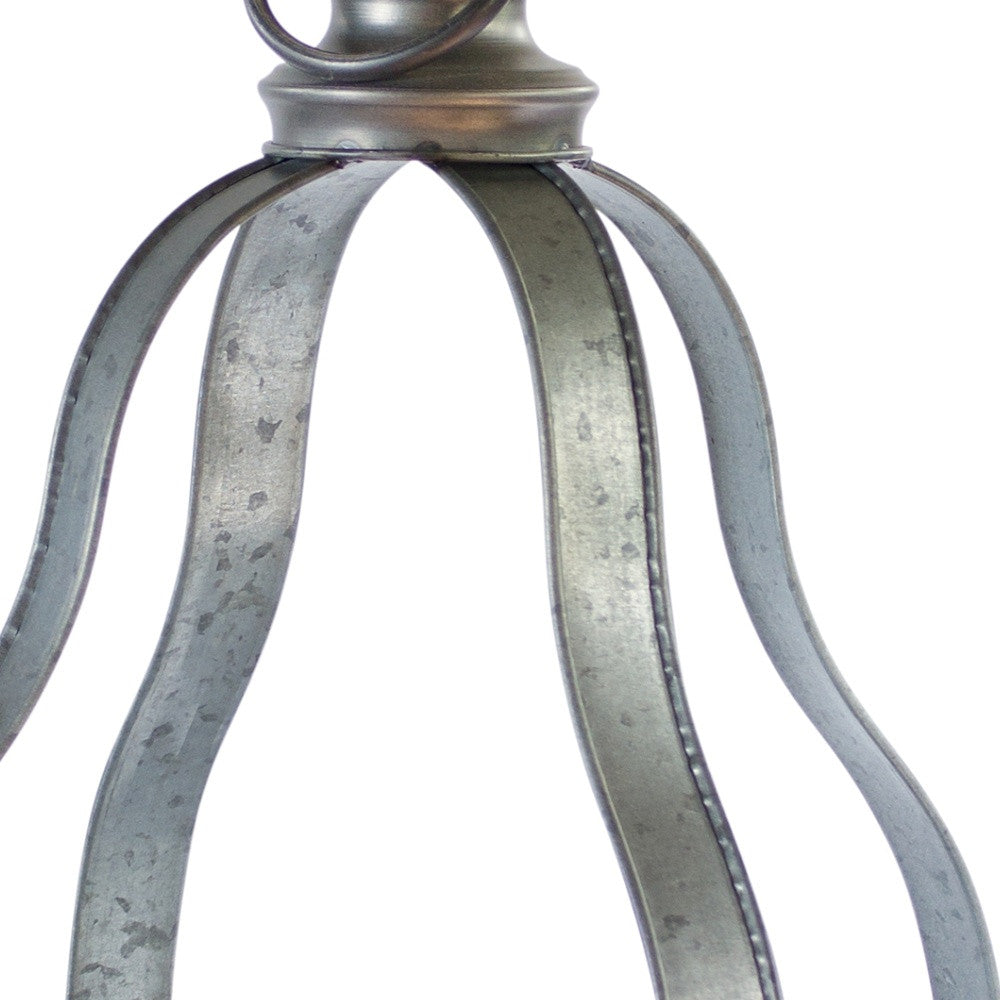Set of Two Gray Distressed Galvanized Metal Tabletop Lantern Candle Holders-Candle Holders-DECOROLALA