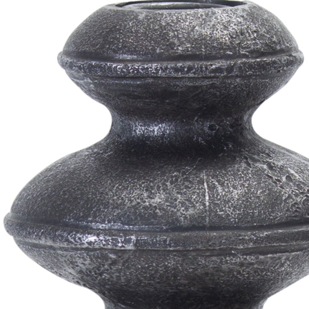 Set of Four Natural and Black Resin and Stone Powder Ornate Tabletop-Candle Holders-DECOROLALA