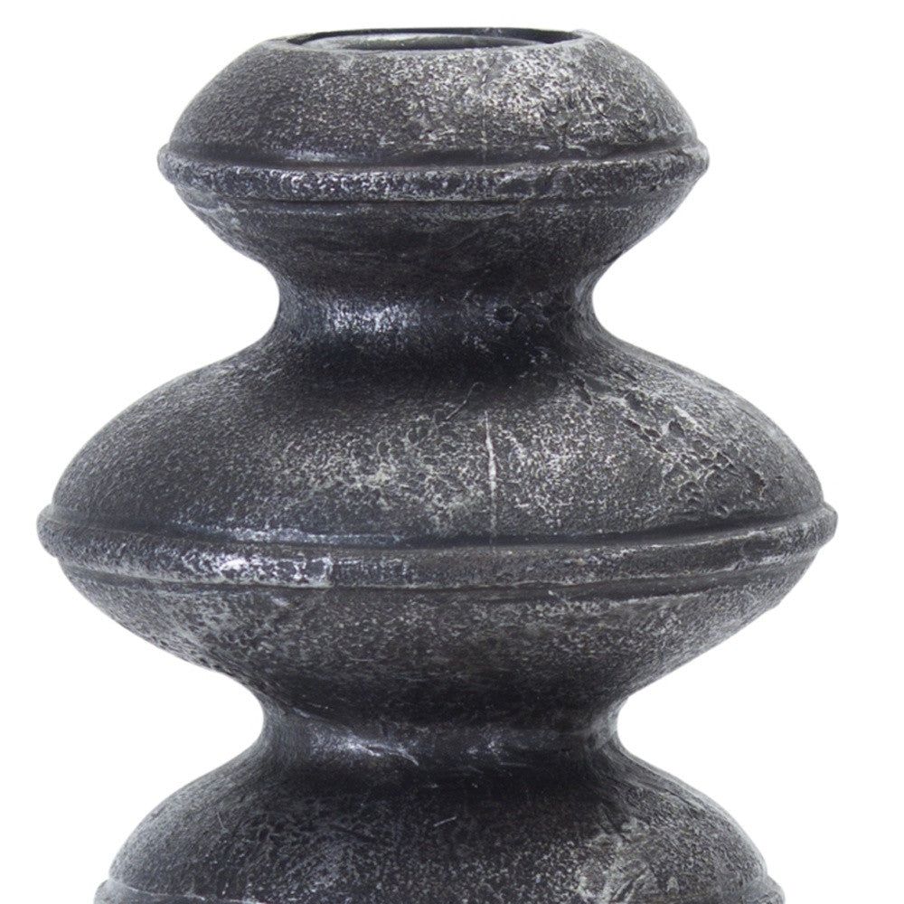 Set of Four Natural and Black Resin and Stone Powder Ornate Tabletop-Candle Holders-DECOROLALA