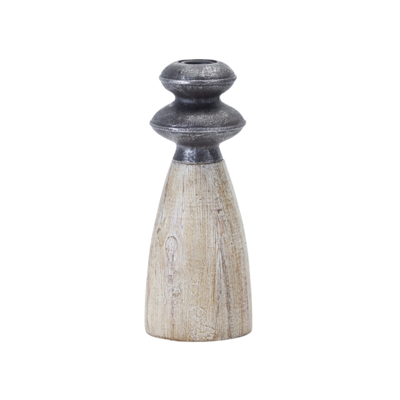 Set of Four Natural and Black Resin and Stone Powder Ornate Tabletop-Candle Holders-DECOROLALA