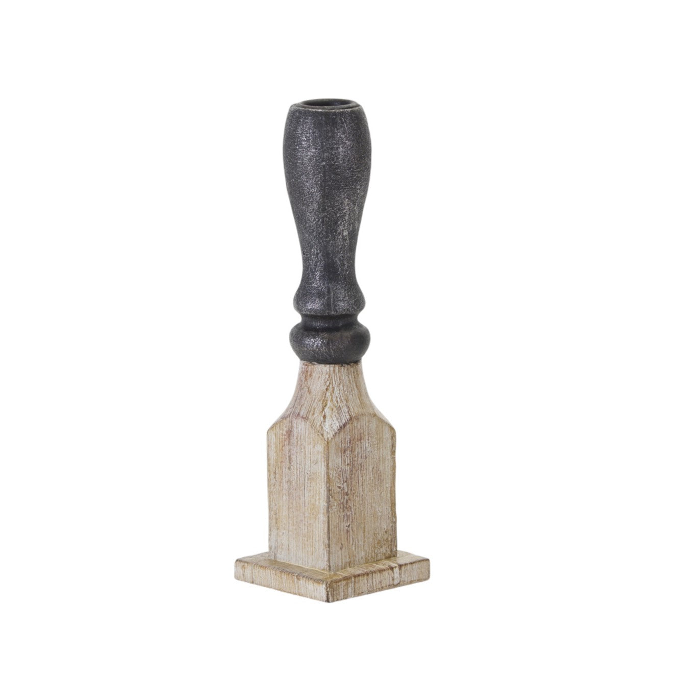 Set of Four Natural and Black Resin and Stone Powder Ornate Tabletop-Candle Holders-DECOROLALA