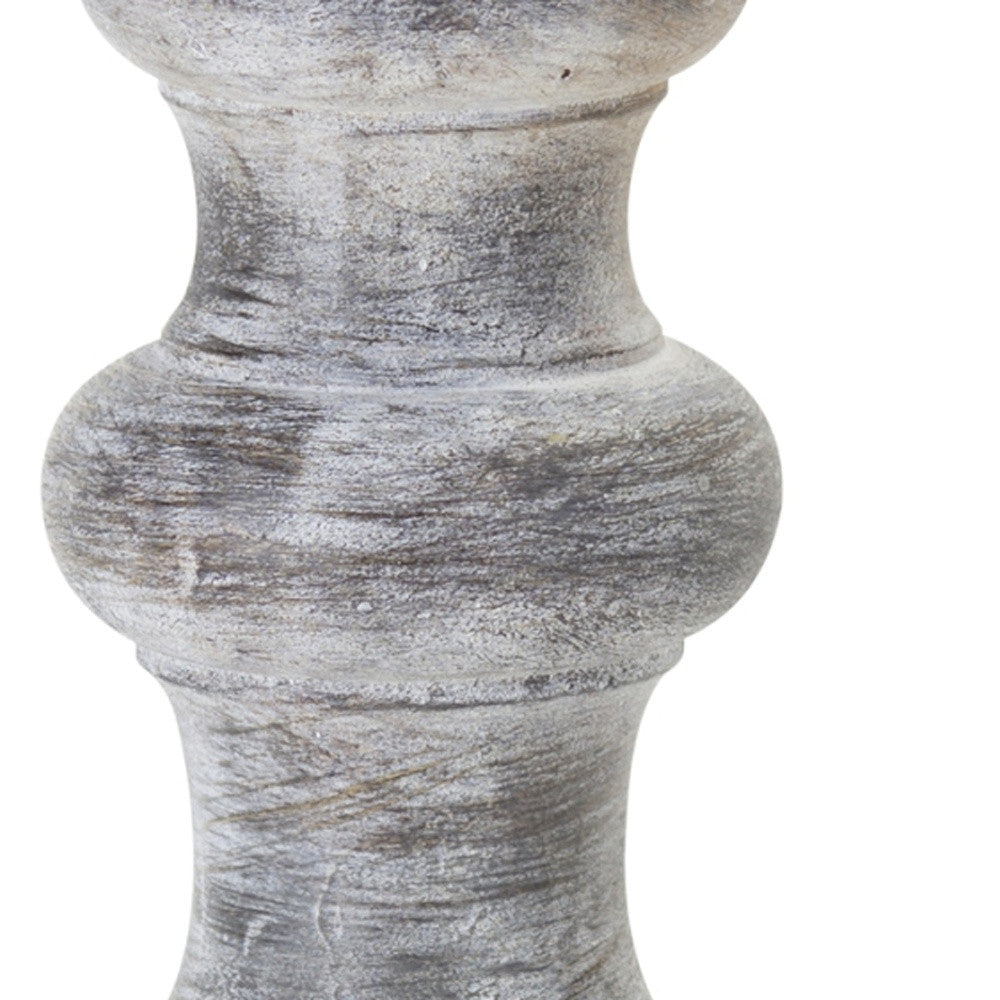 Set of Four White Washed Resin Tabletop Candle Sticks-Candle Holders-DECOROLALA