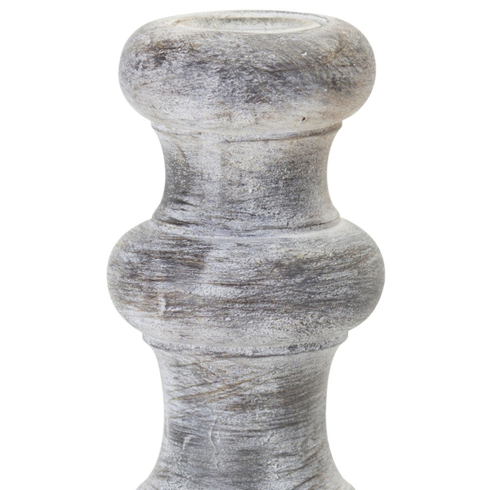 Set of Four White Washed Resin Tabletop Candle Sticks-Candle Holders-DECOROLALA