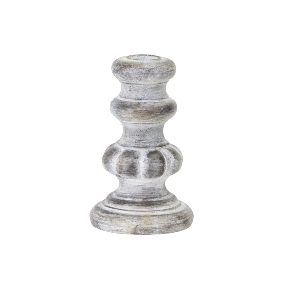 Set of Four White Washed Resin Tabletop Candle Sticks-Candle Holders-DECOROLALA
