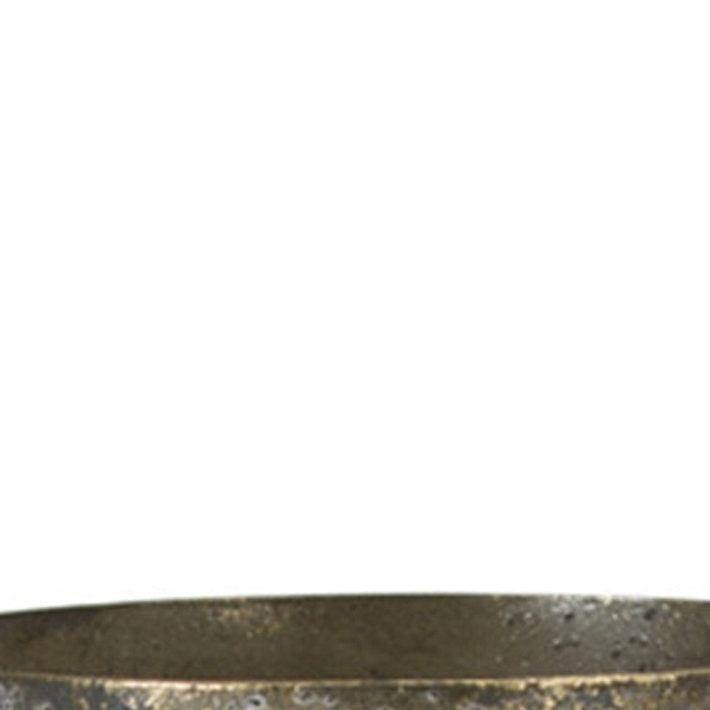 Set of Two Gold Distressed Metal Tabletop Taper Candlesticks-Candle Holders-DECOROLALA