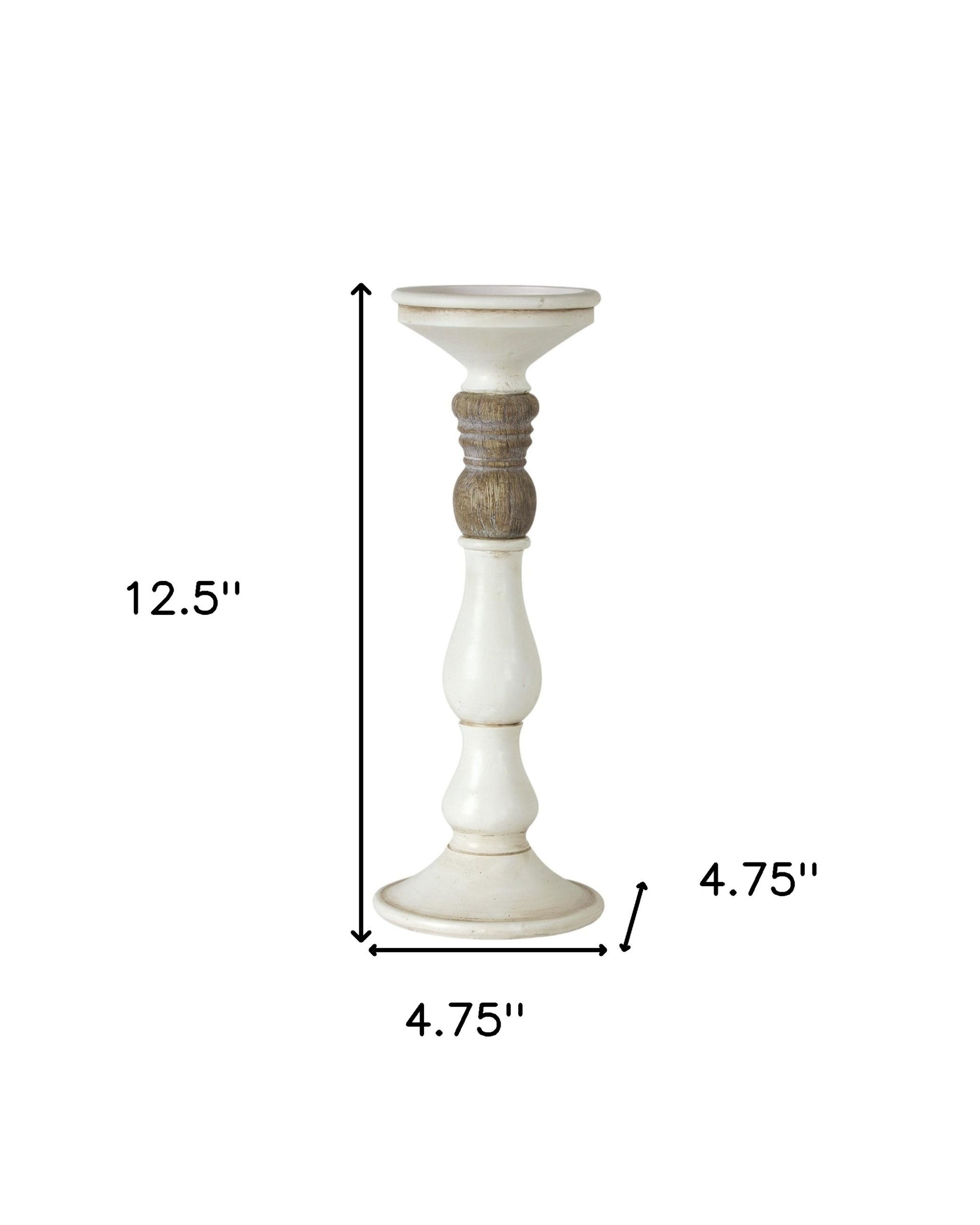 Set of Three Ivory and Natural Resin Tabletop Pillar Candle Holders-Candle Holders-DECOROLALA