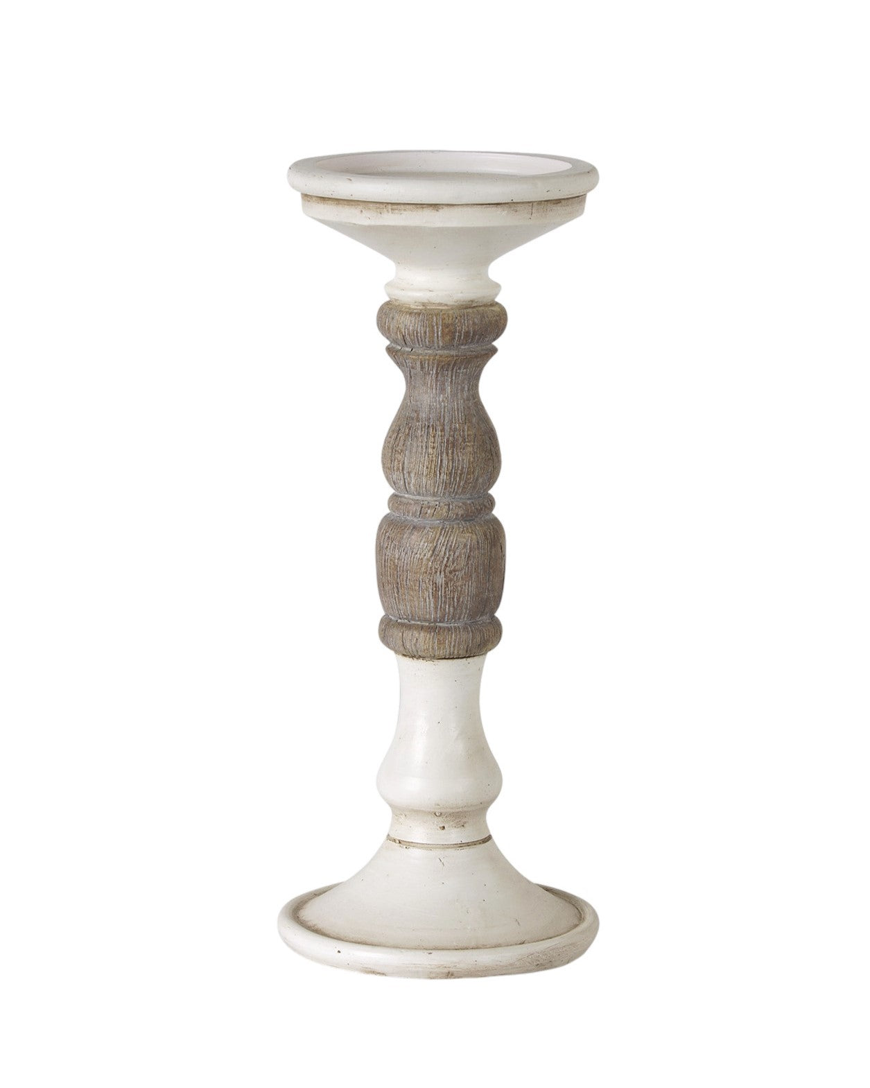 Set of Three Ivory and Natural Resin Tabletop Pillar Candle Holders-Candle Holders-DECOROLALA